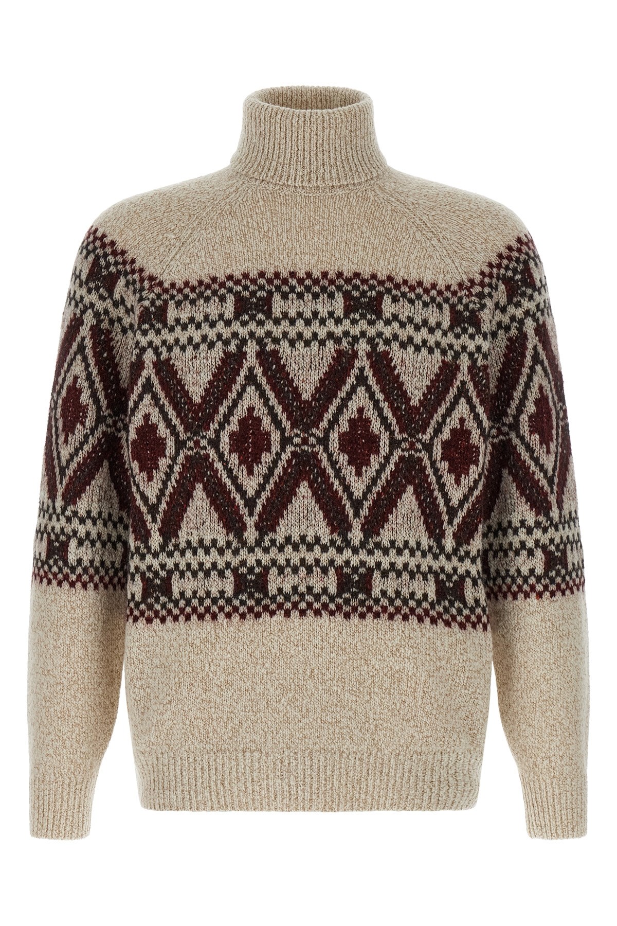 Brunello Cucinelli Geometric Jacquard Turtle Neck Pullover In Multi