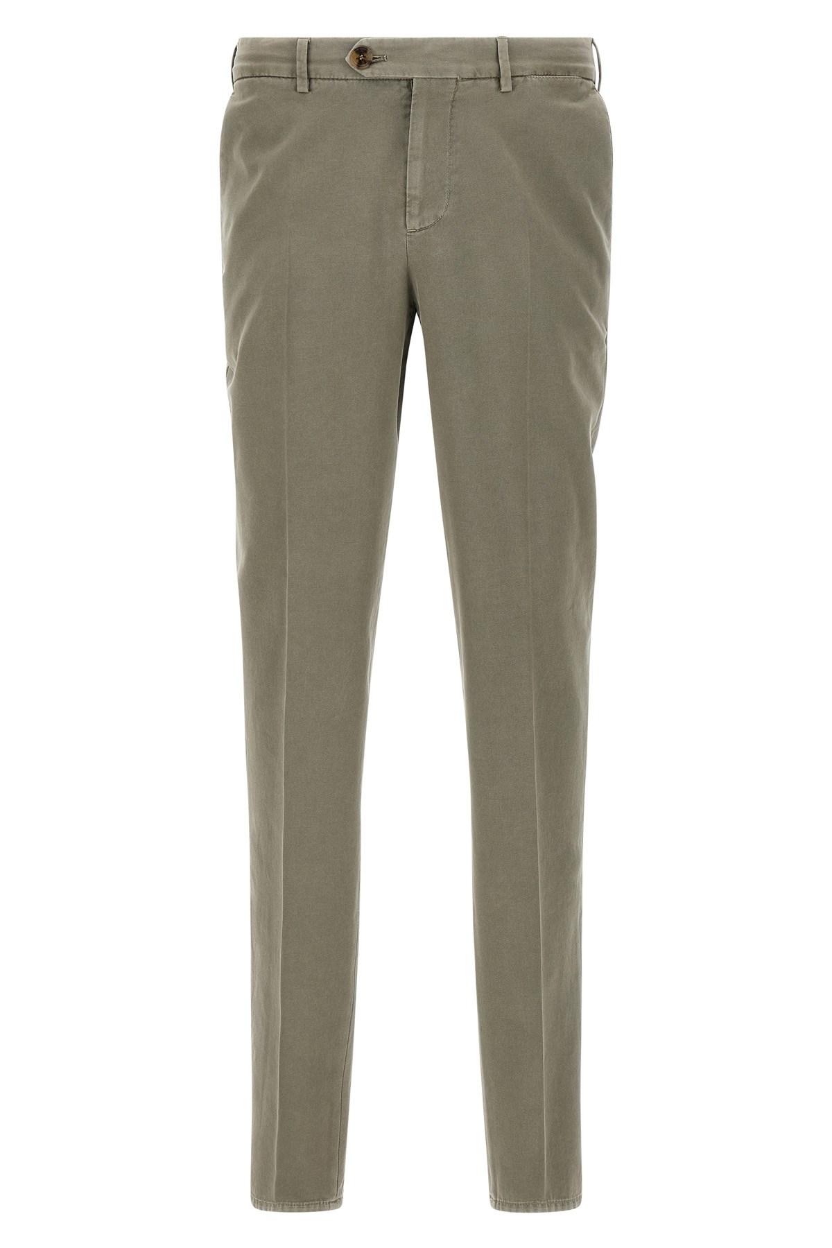 Brunello Cucinelli Cotton Trousers With Back Pockets And Belt Loops In Green
