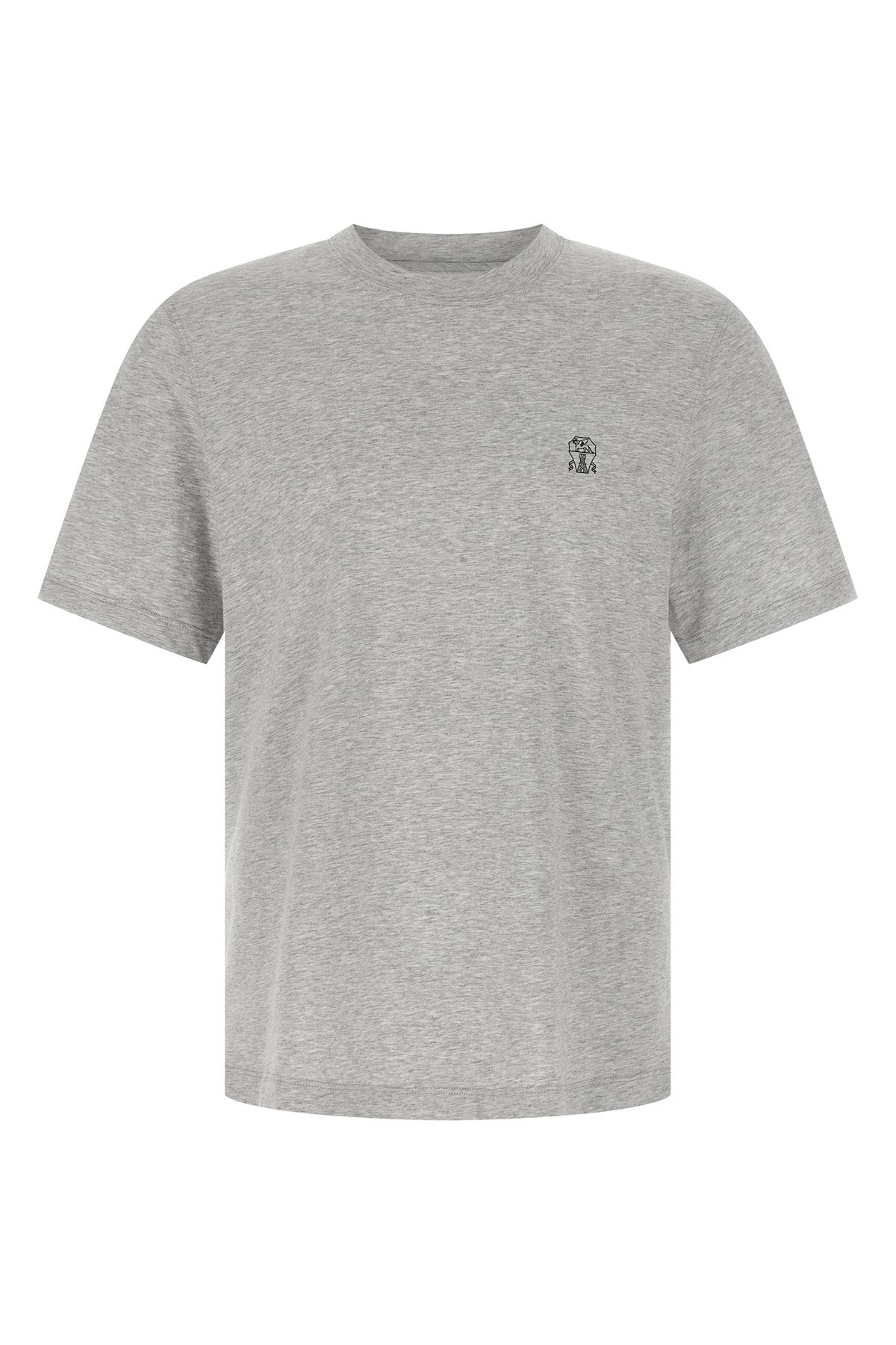 Brunello Cucinelli Printed Logo Crew Neck Short Sleeve Top In Gray