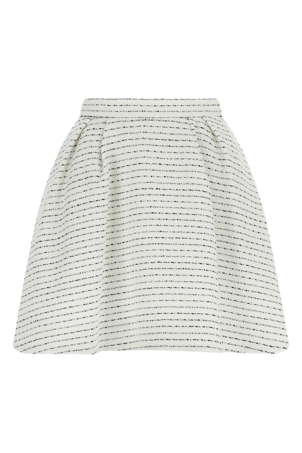 Alessandra Rich Tweed Mini Skirt With Micro Sequins And Pleated Waist In White