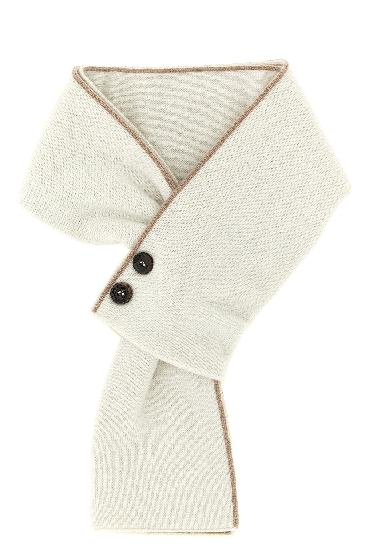 Moorer Twisted Mongolian Cashmere Scarf With Front Button Detail In Gold