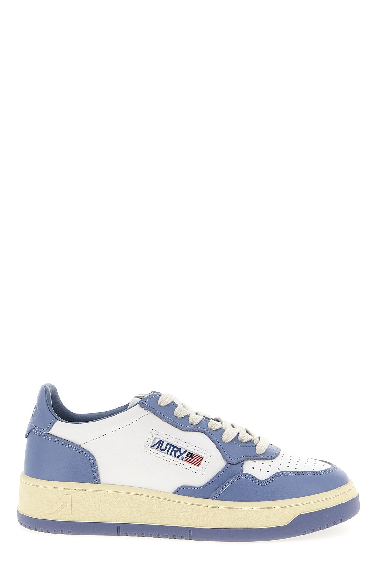 Autry 'medalist Low' 'tempest' White And Light Blue Leather Sneakers In Blue