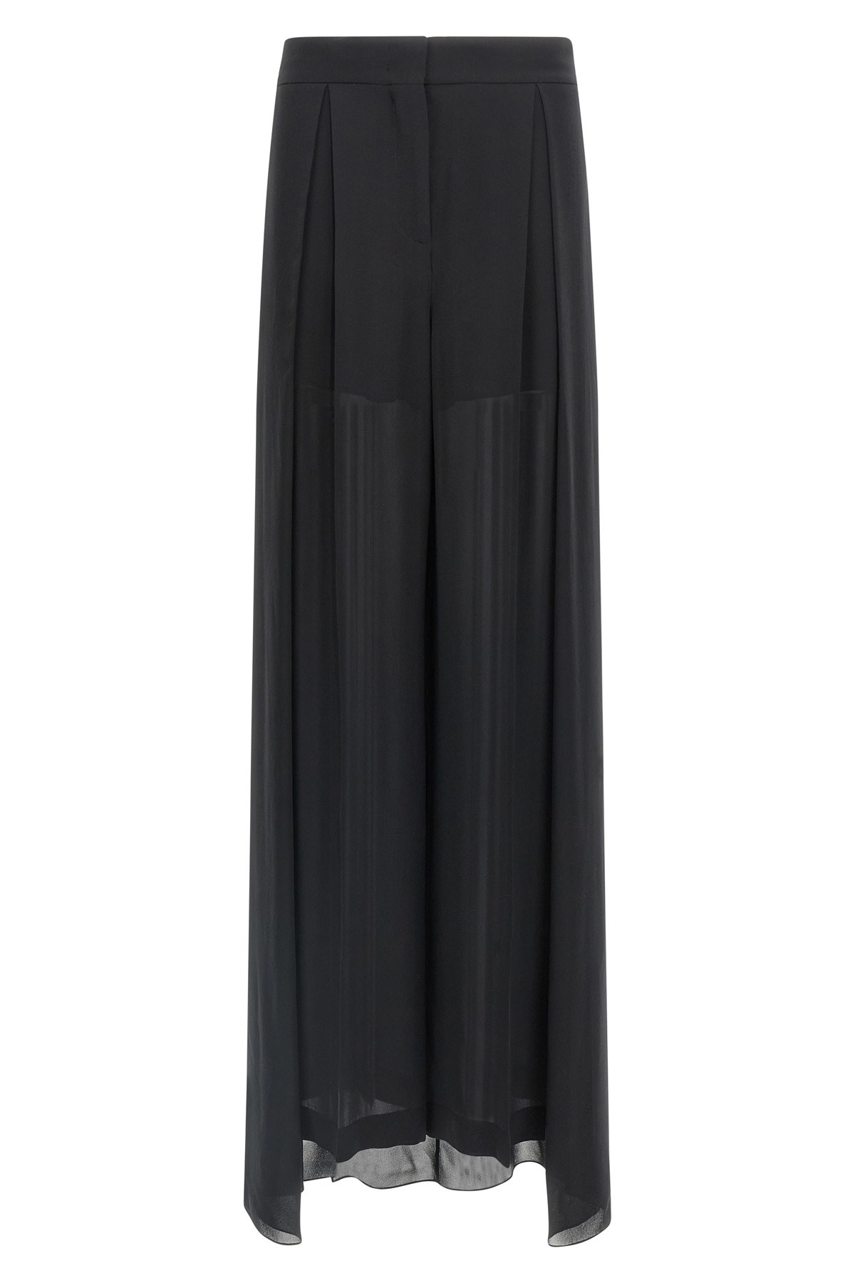 Alberta Ferretti High-waisted Silk Georgette Palazzo Pants With Asymmetrical Back Panel In Black