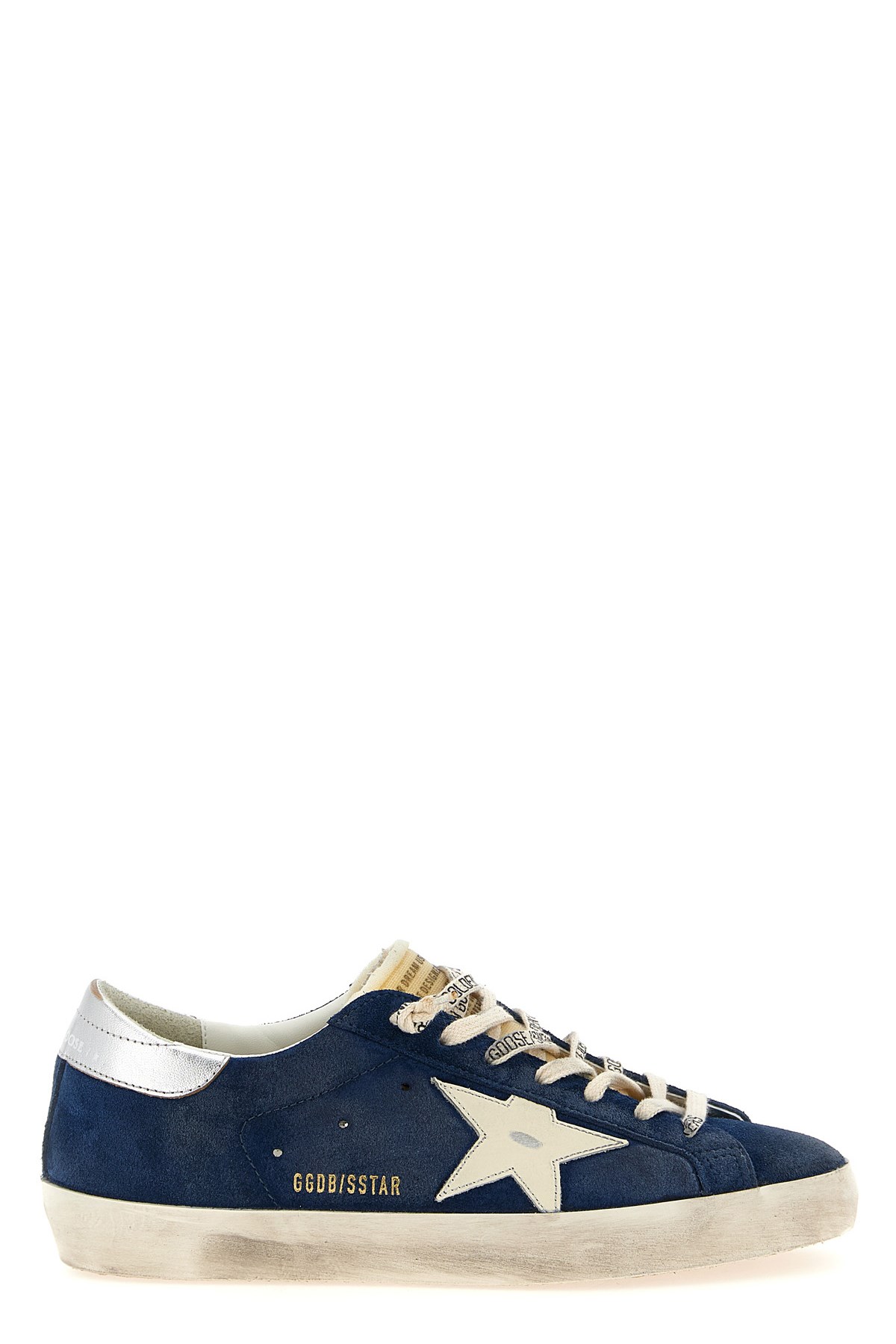 Golden Goose Super-star Suede Upper And Toe Foam Tongue Leather Star Laminated Heel Sneakers Blue In Neutral