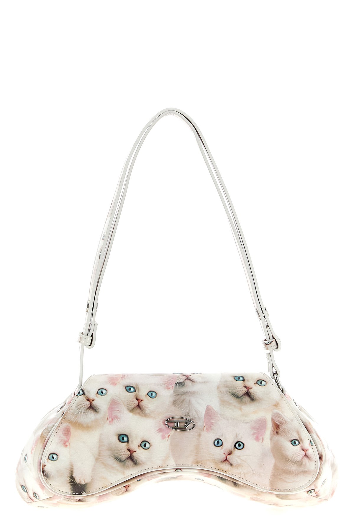 Diesel Gaming Controller-inspired White Polyurethane Handbag In White