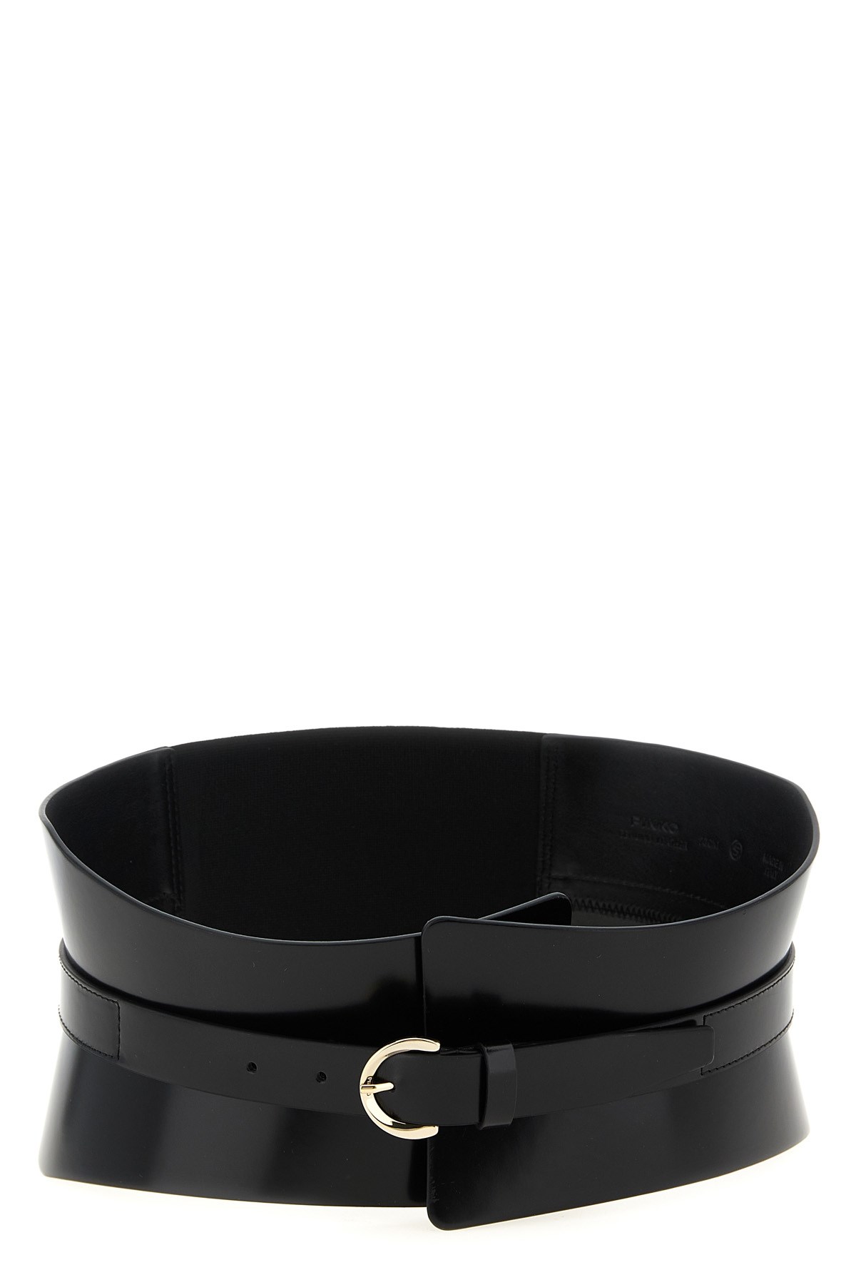 Pinko Wide Glossy Finish Elastic Back Belt In Black