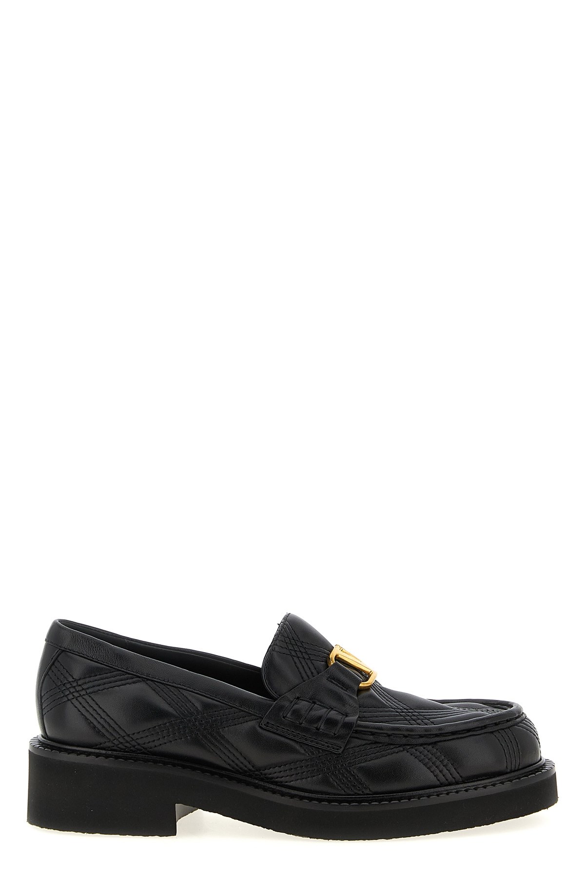 Valentino Black Leather Loafers In Black