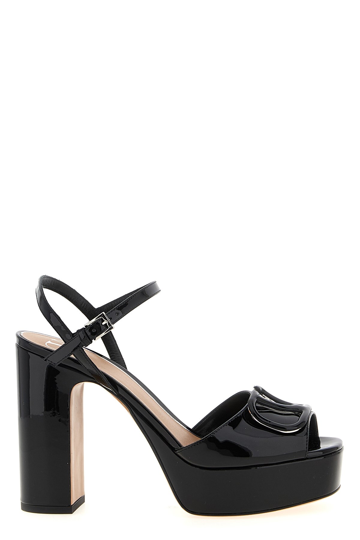 Valentino Vlogo 115 Patent Platform Sandal In Black
