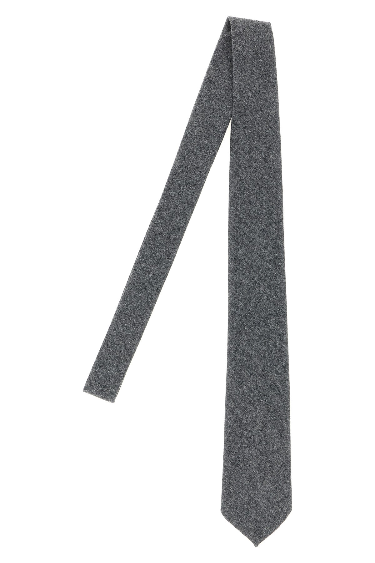 Barba Napoli Slim Wool Tie Textured Fabric In Gray