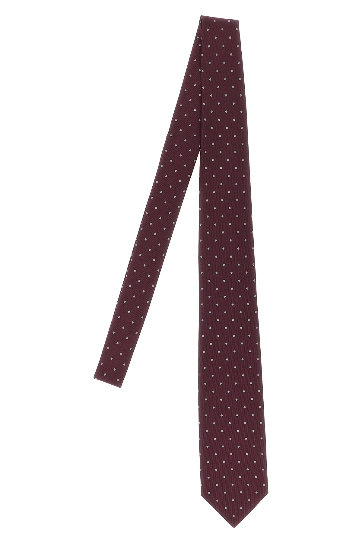 Barba Napoli Slim Pointed Tip Tie With Polka Dot Pattern In Brown