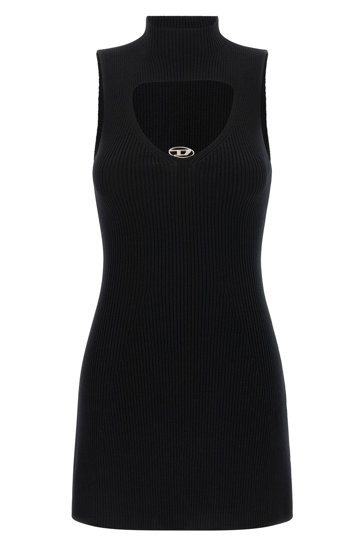Diesel Womens 9xx M-olini Short Sleeveless Wool Knitted Mini Dress In Black
