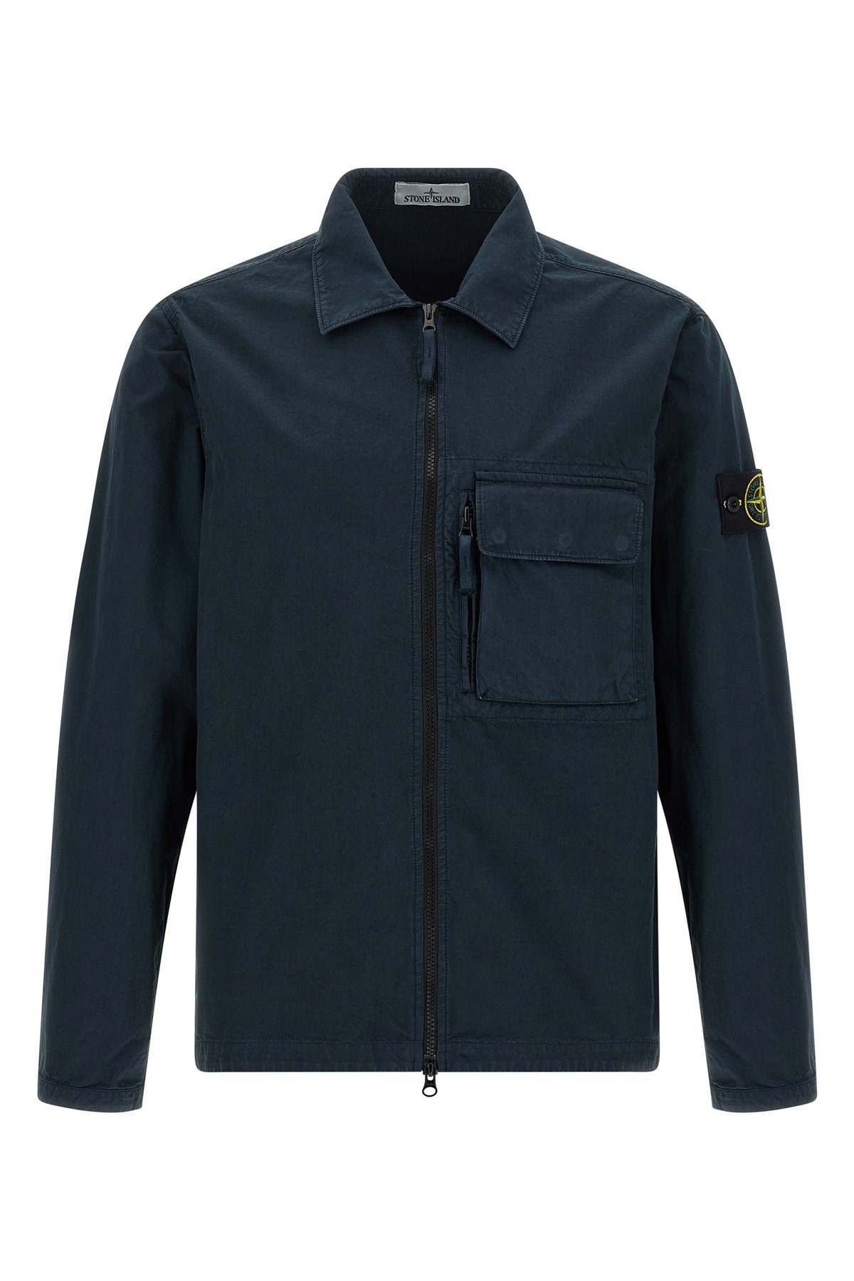 Stone Island Zip-fastening Patch-pocket Shirt Jacket In Blue
