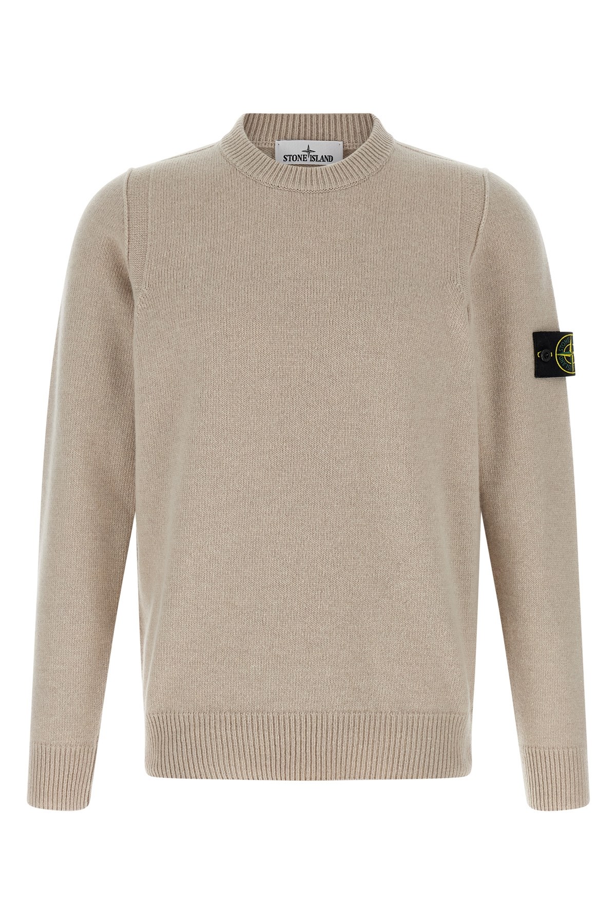 Stone Island Logo Badge Sweater Sweaters And Cardigans Beige In Sand