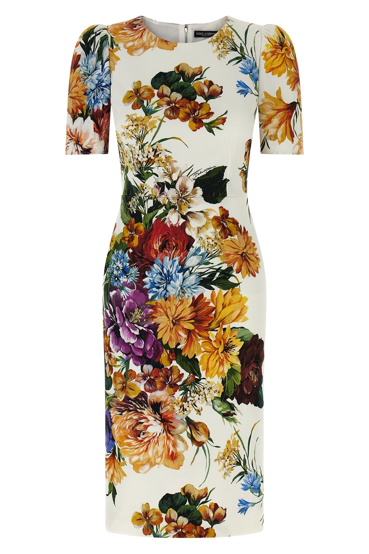 Dolce & Gabbana Midi Dress In Cretonne With A Bouquet Print In Multi