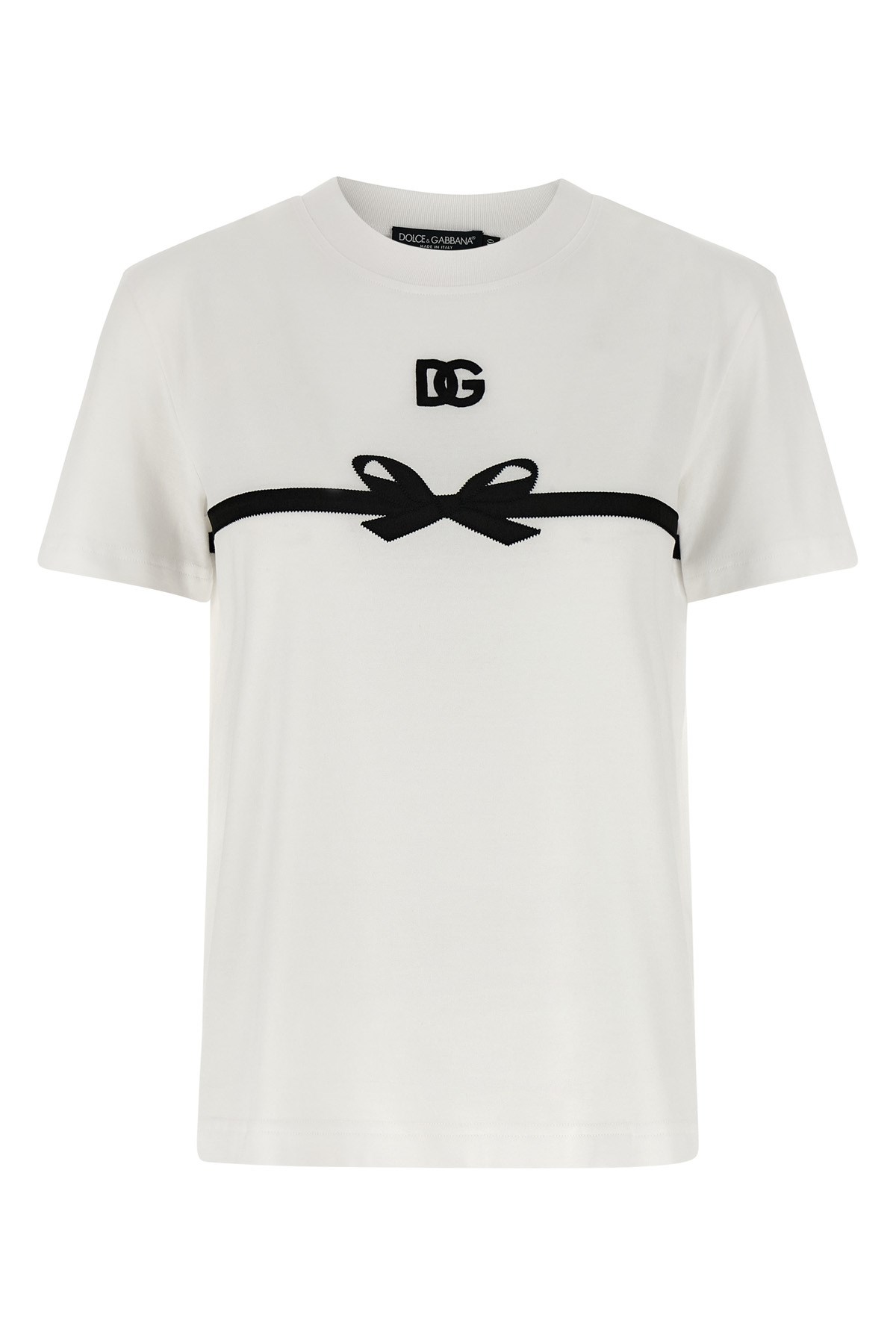 Dolce & Gabbana Embroidered Bow Detail Jersey T-shirt In White