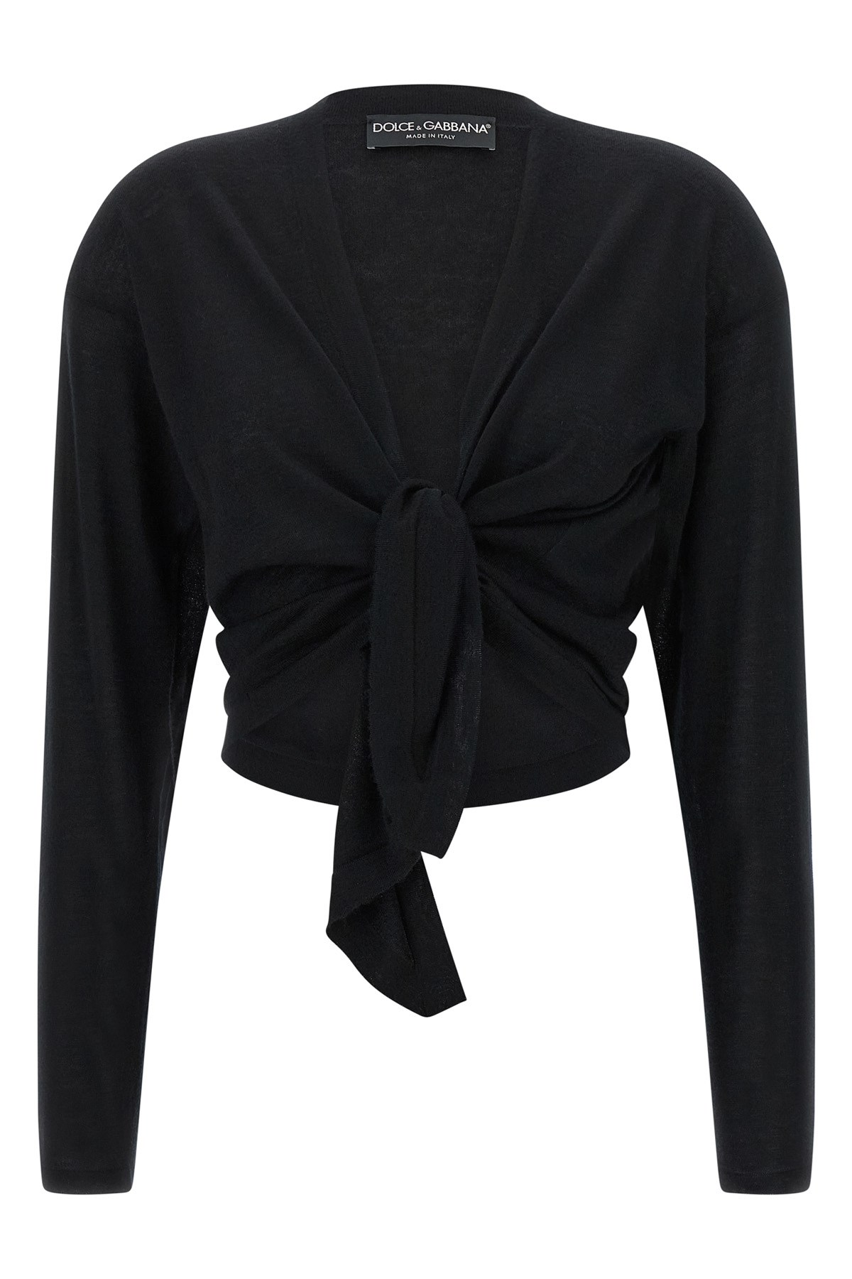 Dolce & Gabbana Lightweight Cropped Cashmere Cardigan With Long Sleeves In Black