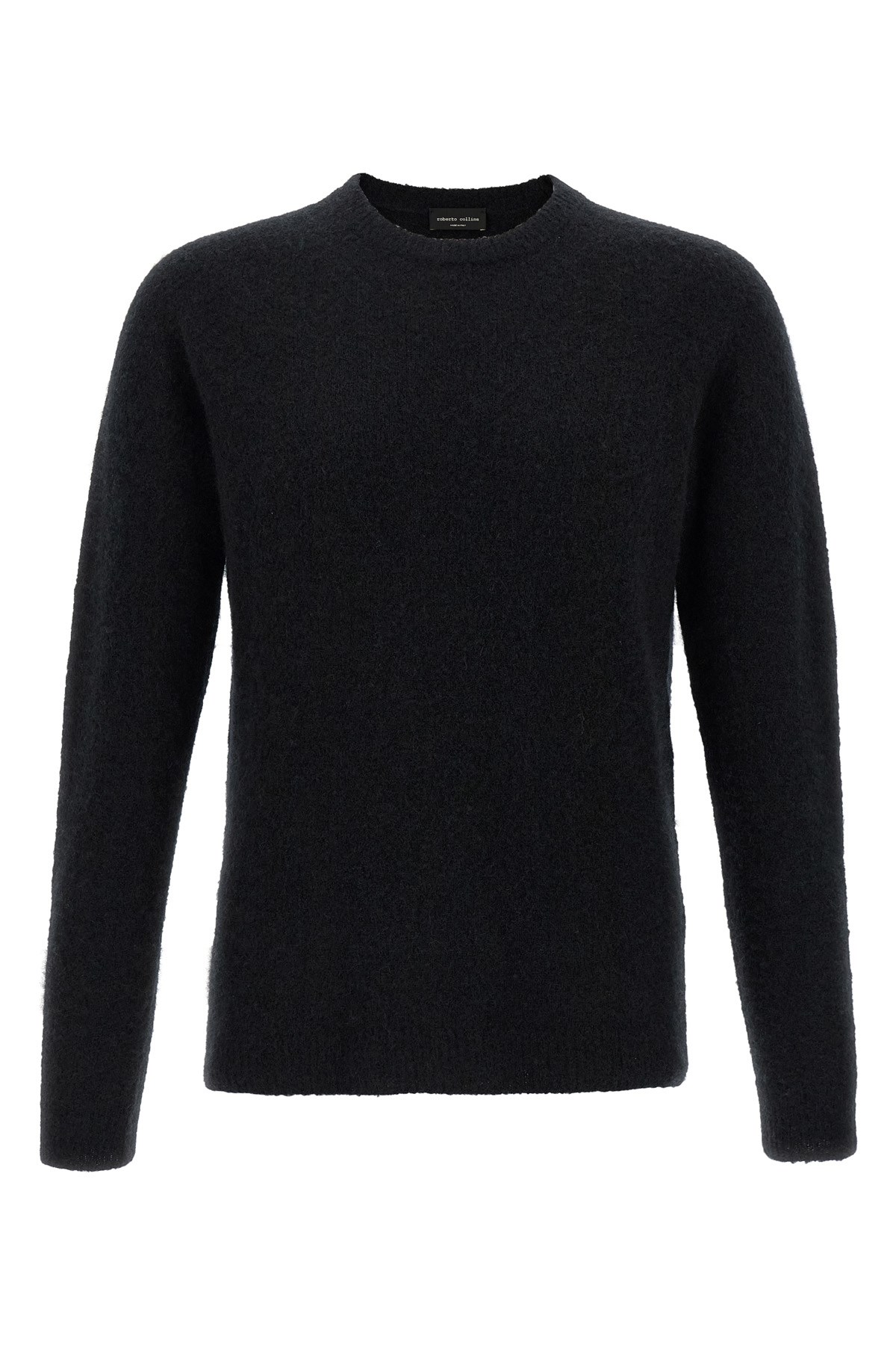 Roberto Collina Cashmere And Silk Blend Sweater With Classic Crew Neck In Black