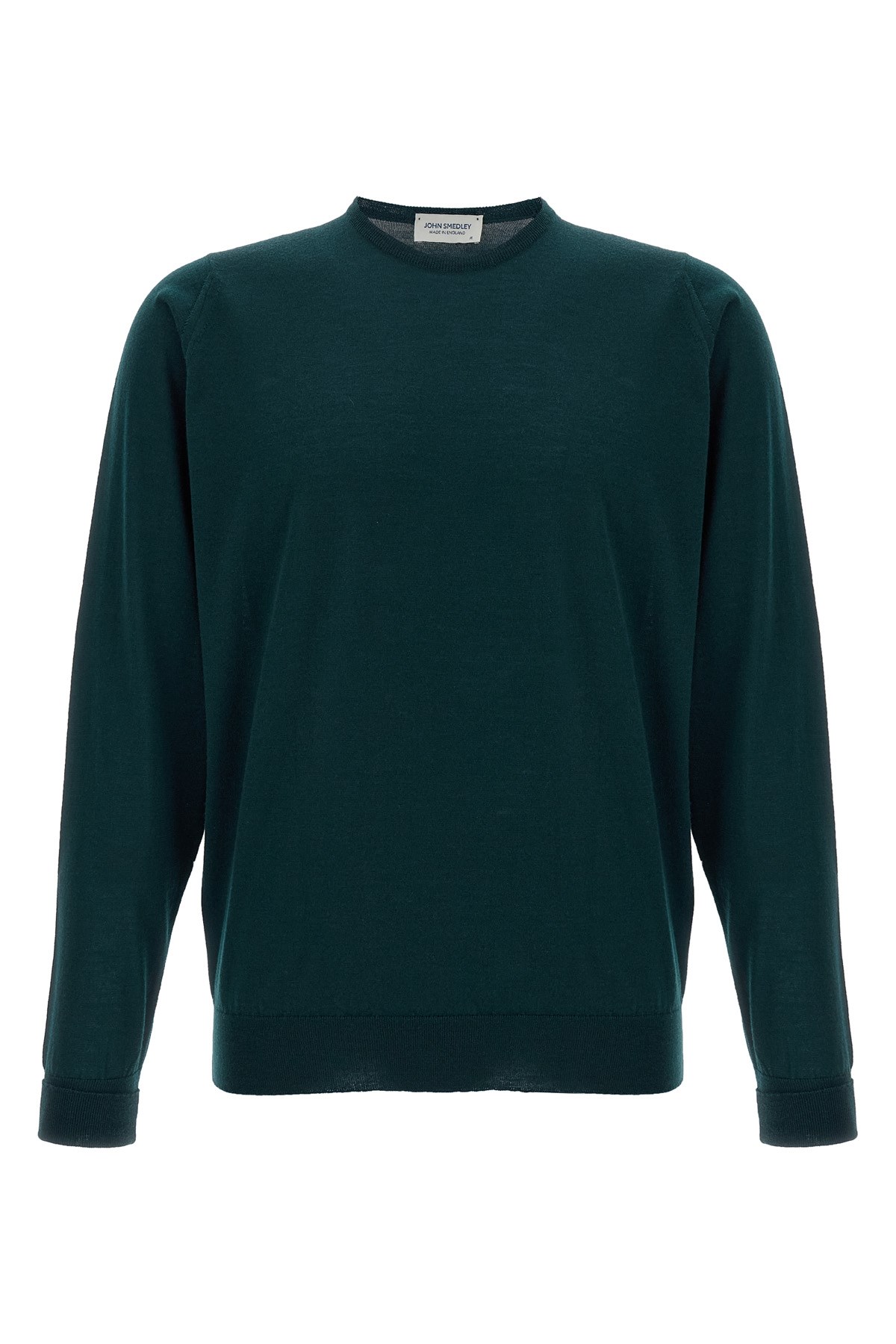 John Smedley Crew Neck Sweater Ribbed Cuffs In Green