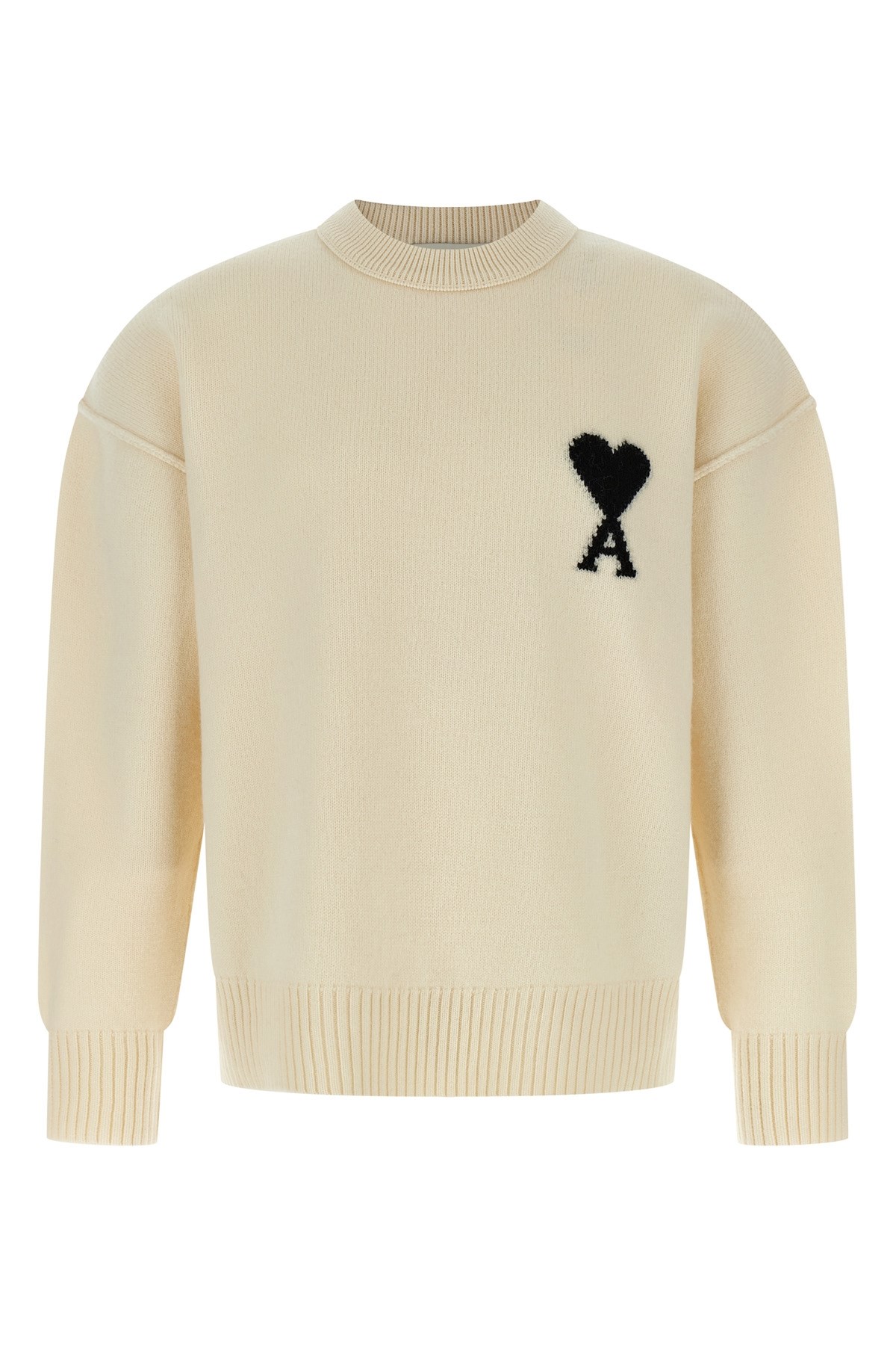 Ami Alexandre Mattiussi Ami Felted Knit Sweater With Heart In Brown