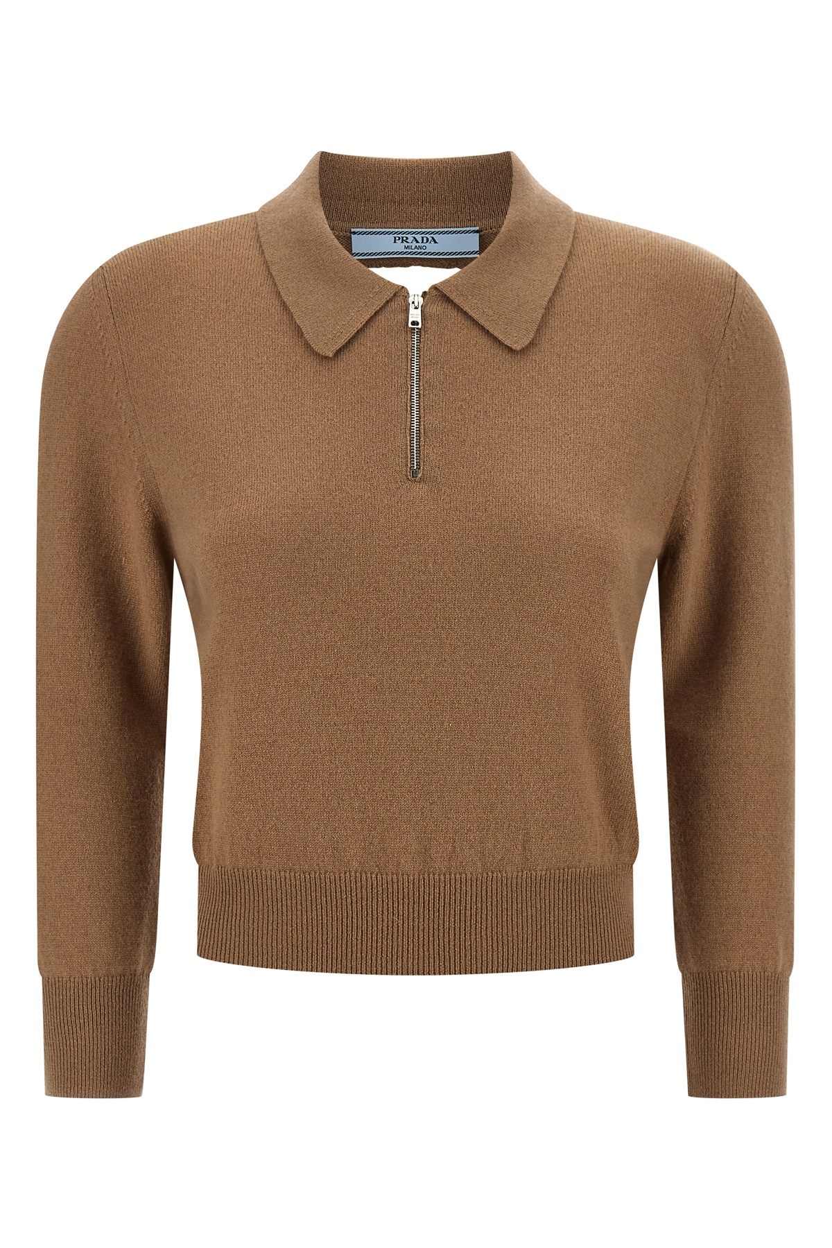 Prada Wool Polo Shirt In Brown