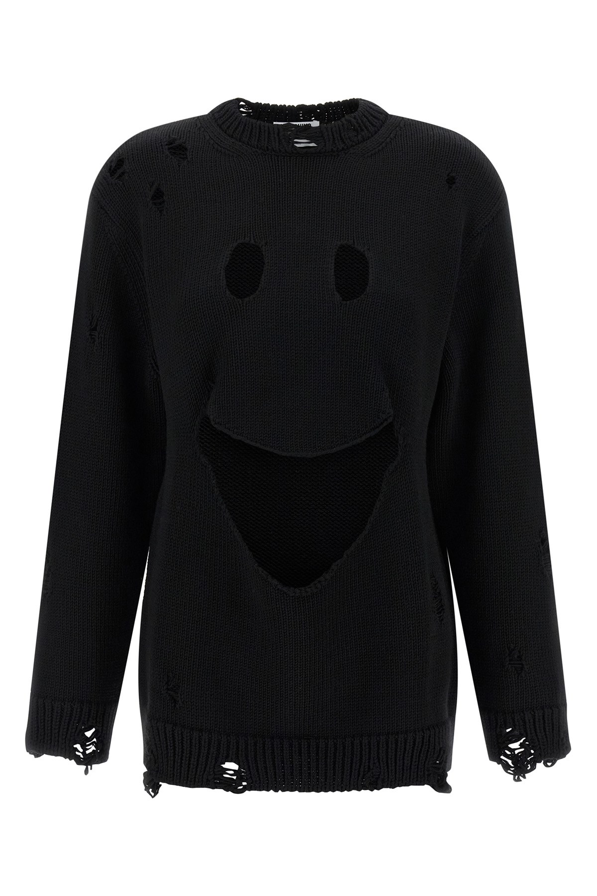 Moschino Oversized Pullover In Carved Wool In Black