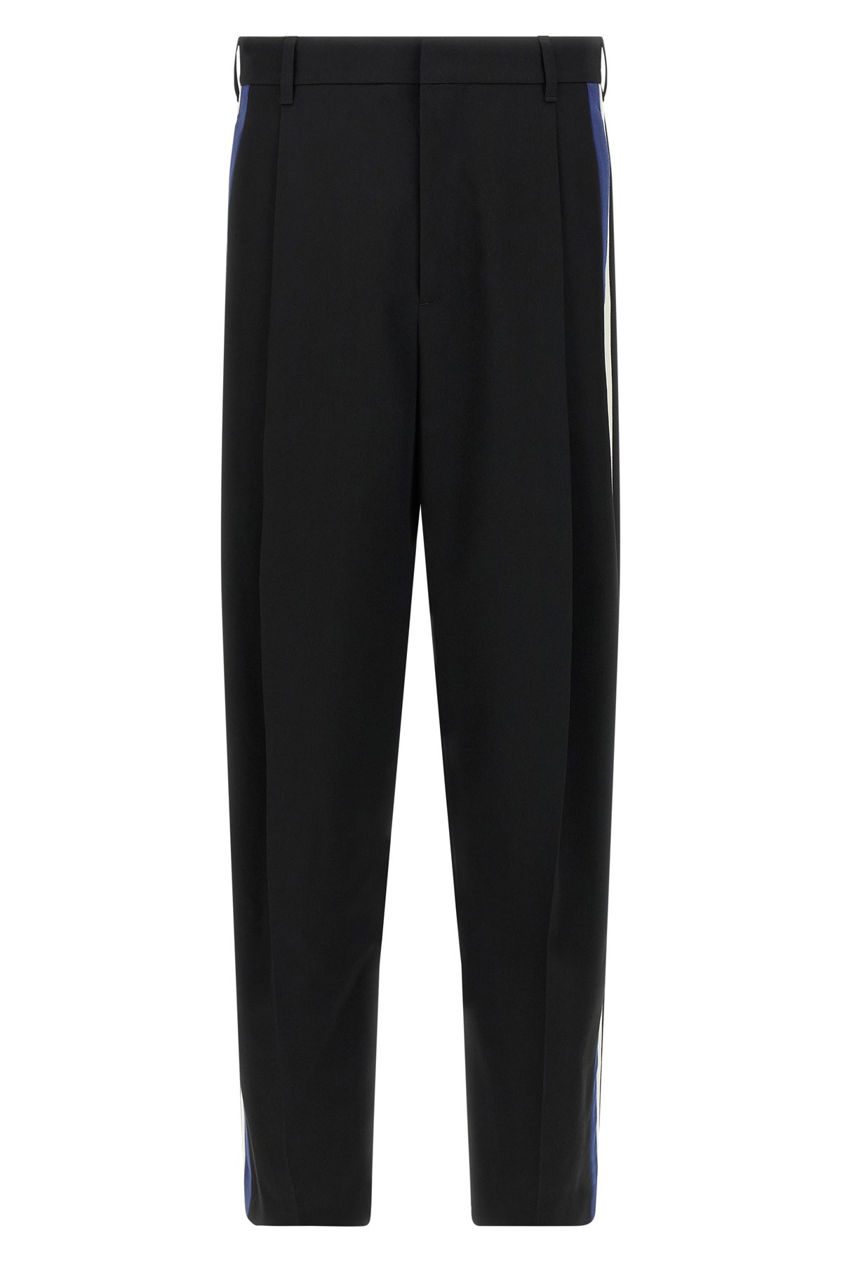 Marni Wool Trousers With Pleated Front And Side Stripe In Black