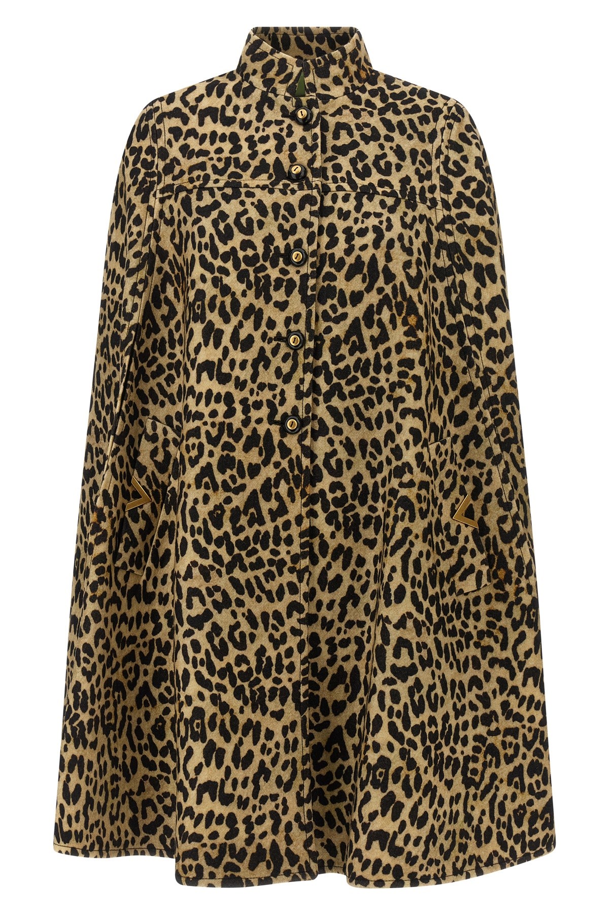 Valentino Womens Animalier Leopard Relaxed-fit Wool Cape In Brown