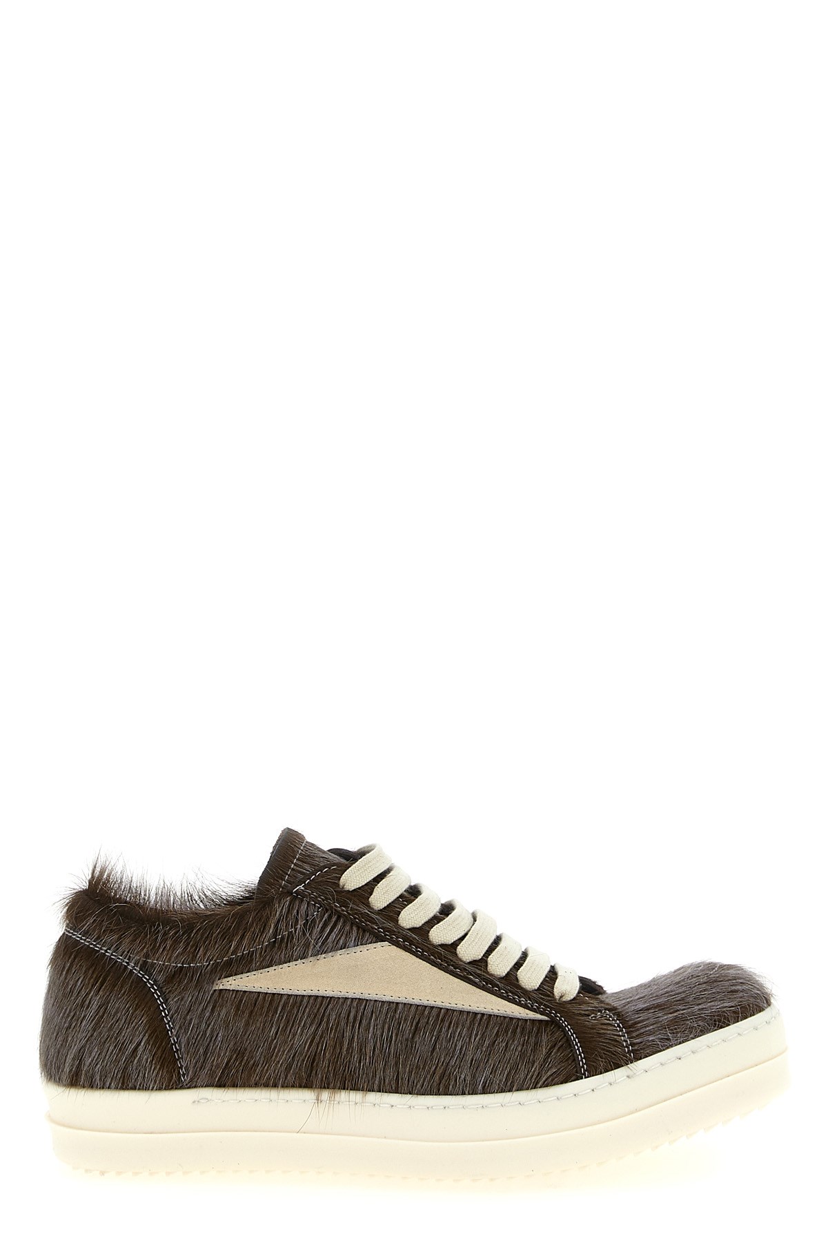 Rick Owens Pony Hair Vintage Low-top Sneakers In Brown