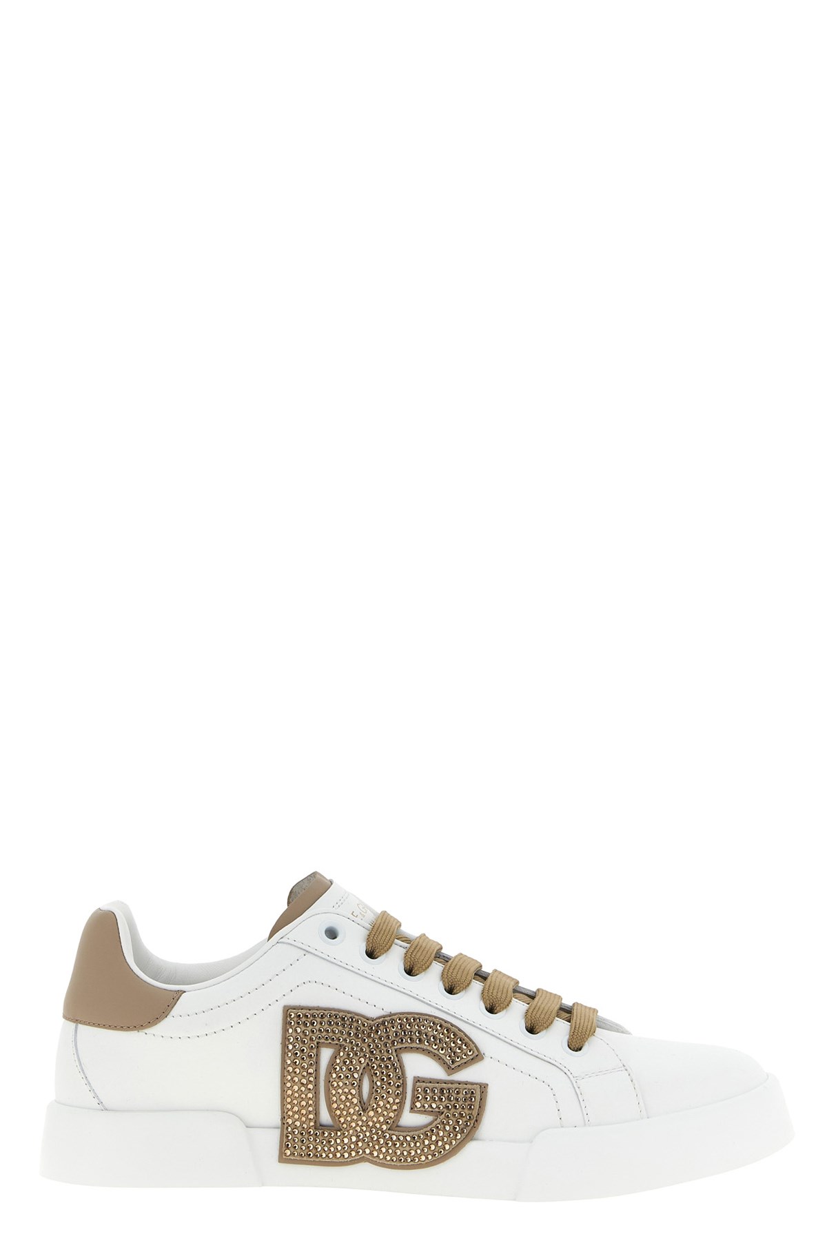 Dolce & Gabbana Portofino Light Strobel Leather Low-top Sneakers In White