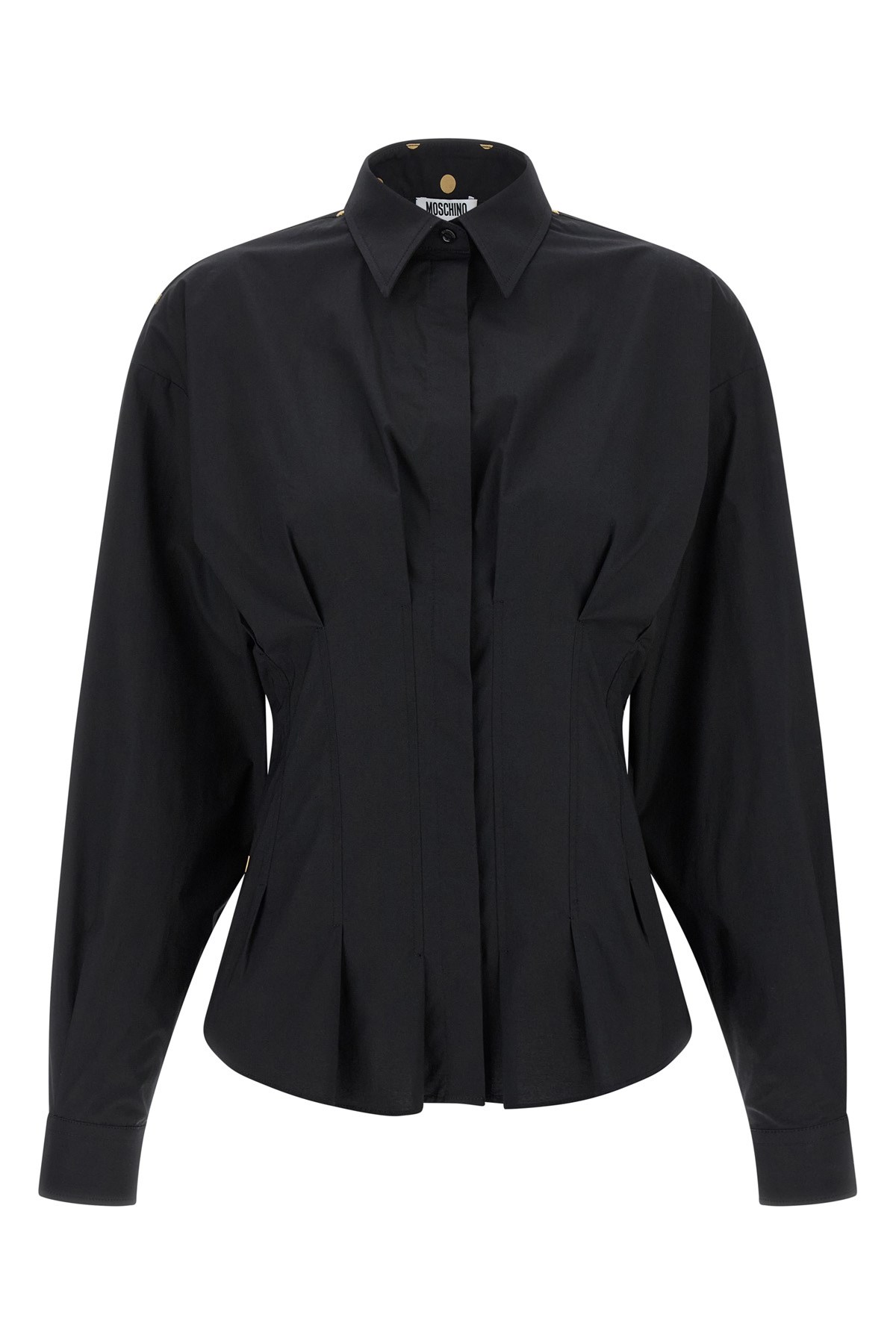 Moschino Dotted Shirt With Collar And Long Sleeves In Black