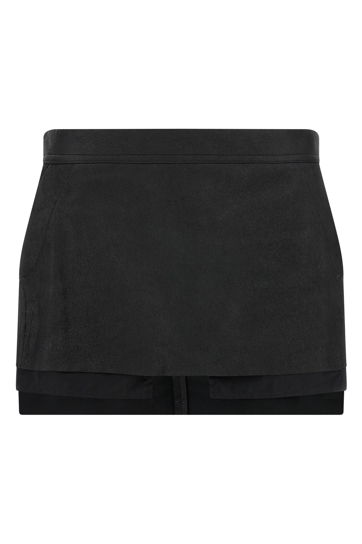 Rick Owens Layered Side Slit Mini Skirt In Black