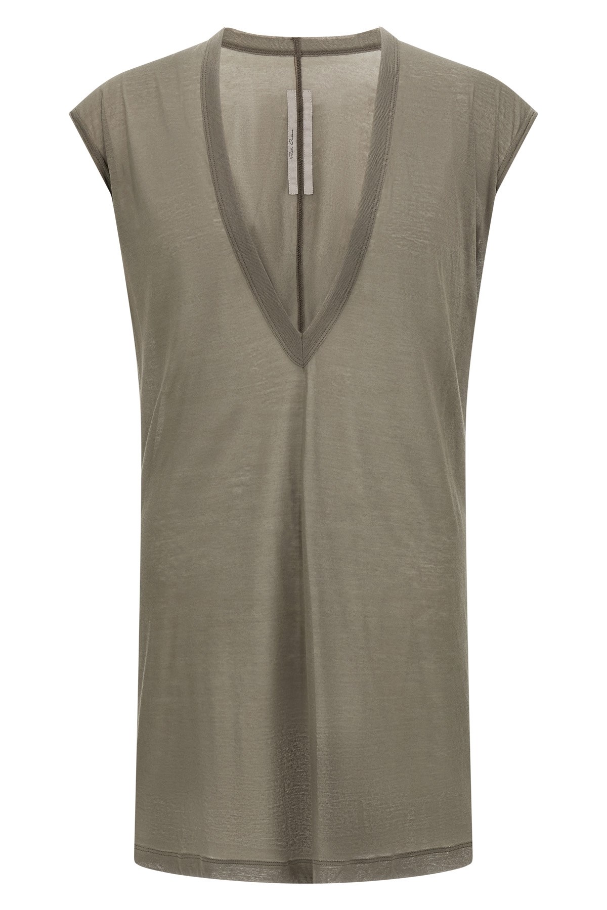 Rick Owens V-neck Cotton T-shirt In Gray