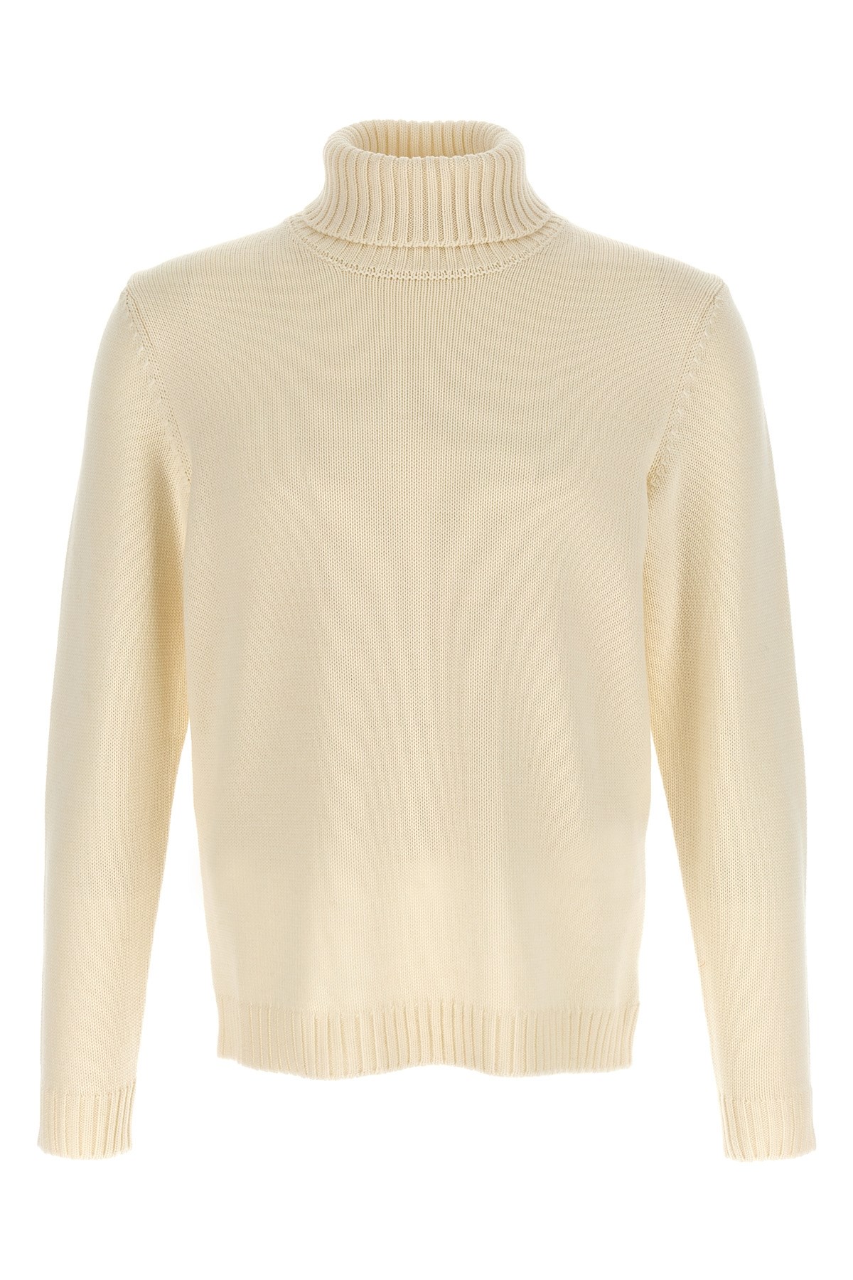 Zanone Wool Sweater With Turned-up Turtleneck And Ribbed Detailing In White
