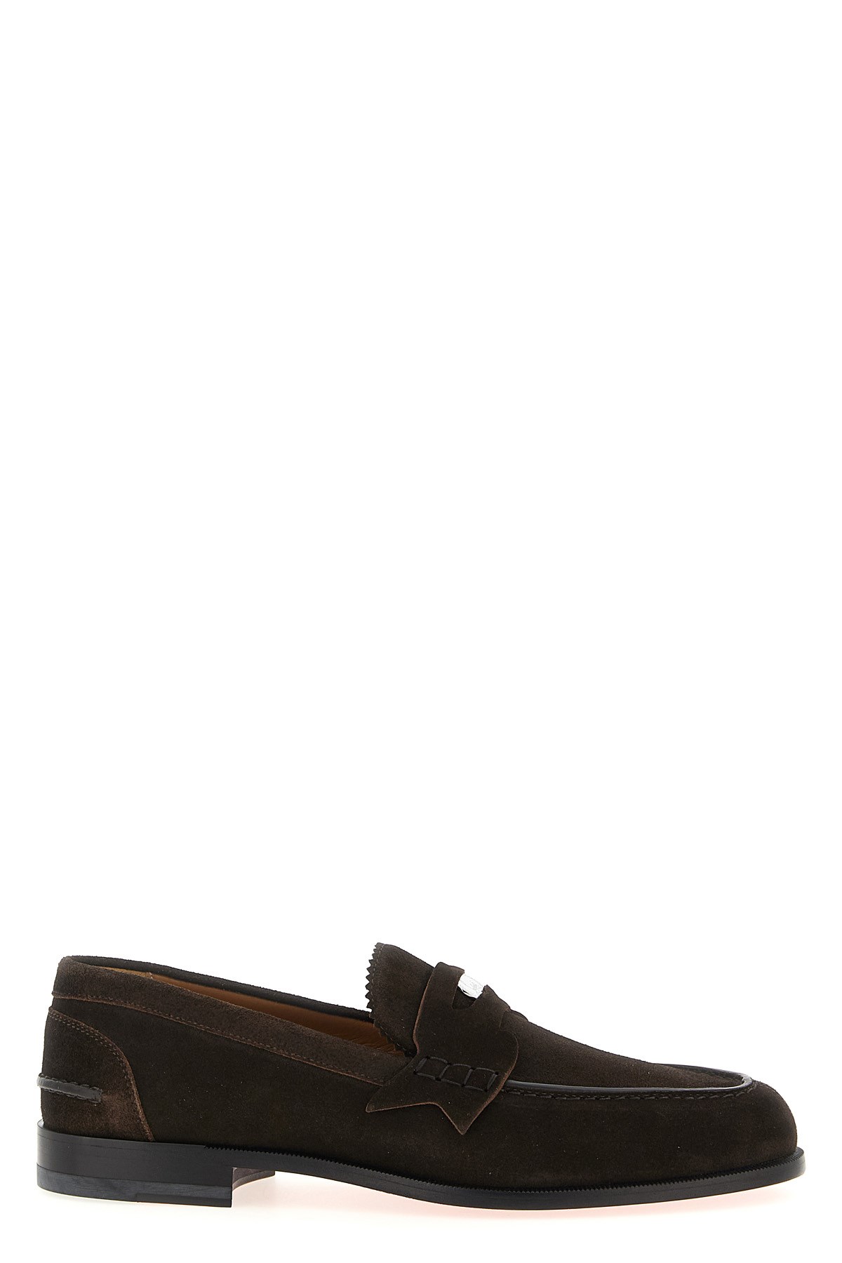 Christian Louboutin Men Penny Loafers In Calfskin In Brown