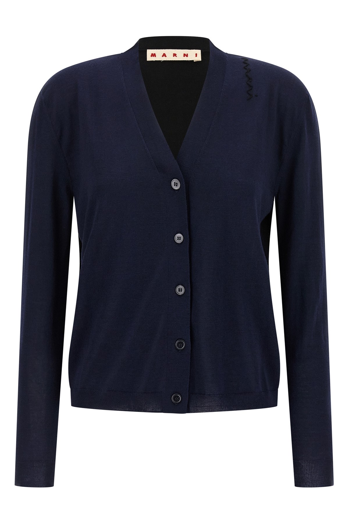 Marni Two-tone Wool And Silk Cardigan With Embroidered Detail In Multi