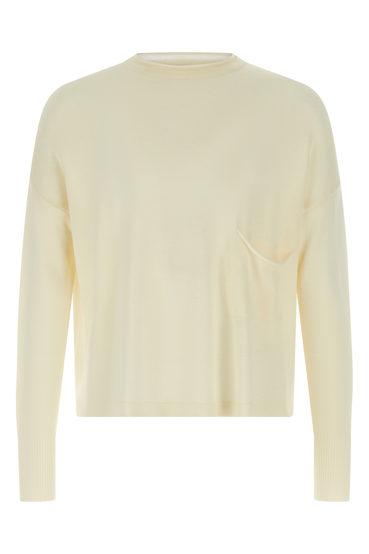 Ma'ry'ya Wool Sweater With Relaxed Fit And Chest Pocket In White