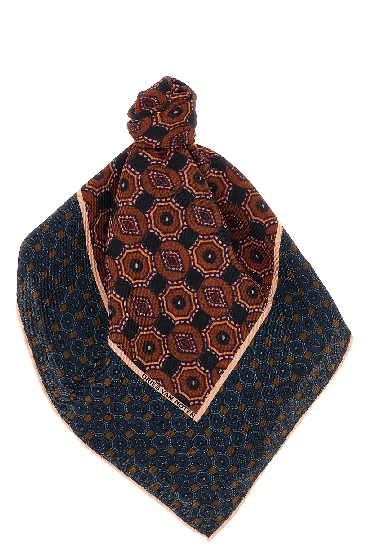 Dries Van Noten Geometric Pattern Silk Scarf With Refined Edges In Multi