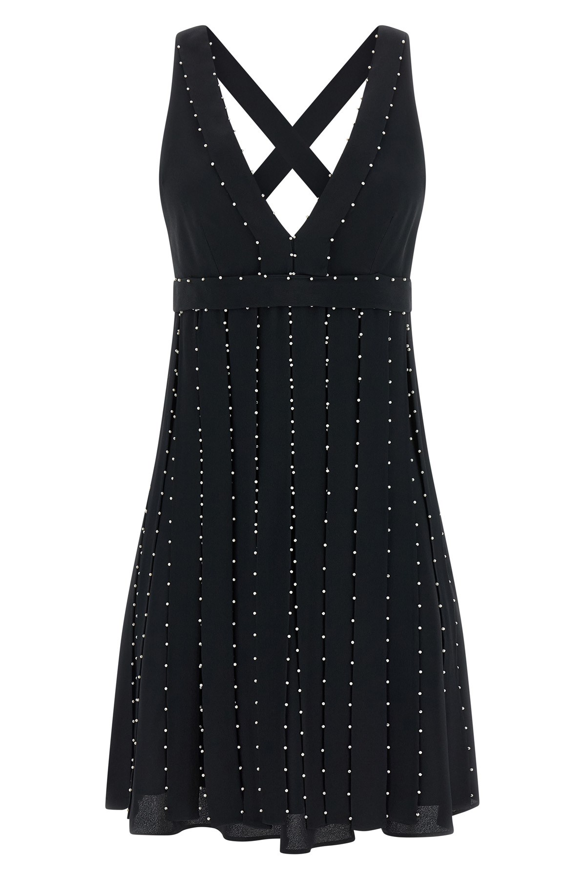 Giovanni Bedin Silk Blend Mini Dress With Pearl In Black
