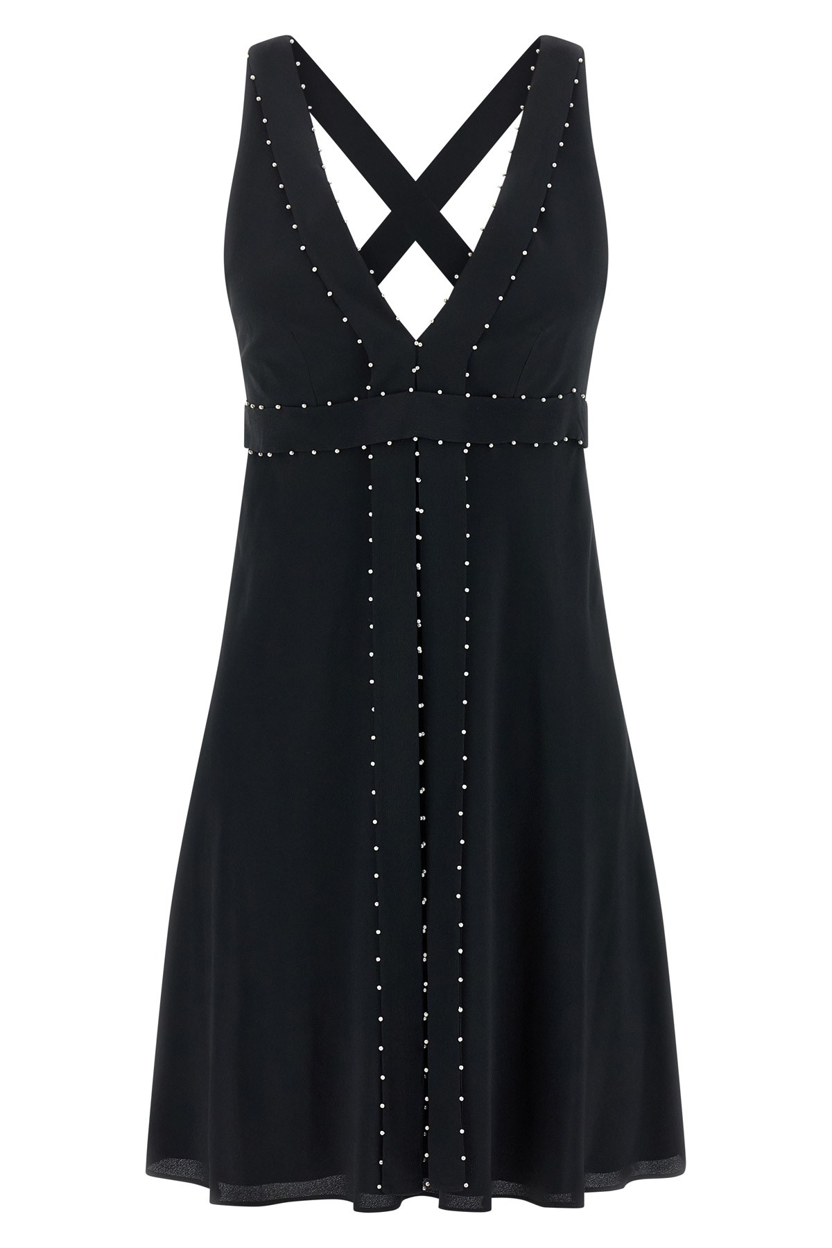 Giovanni Bedin Silk Blend Mini Dress With Pearl In Black