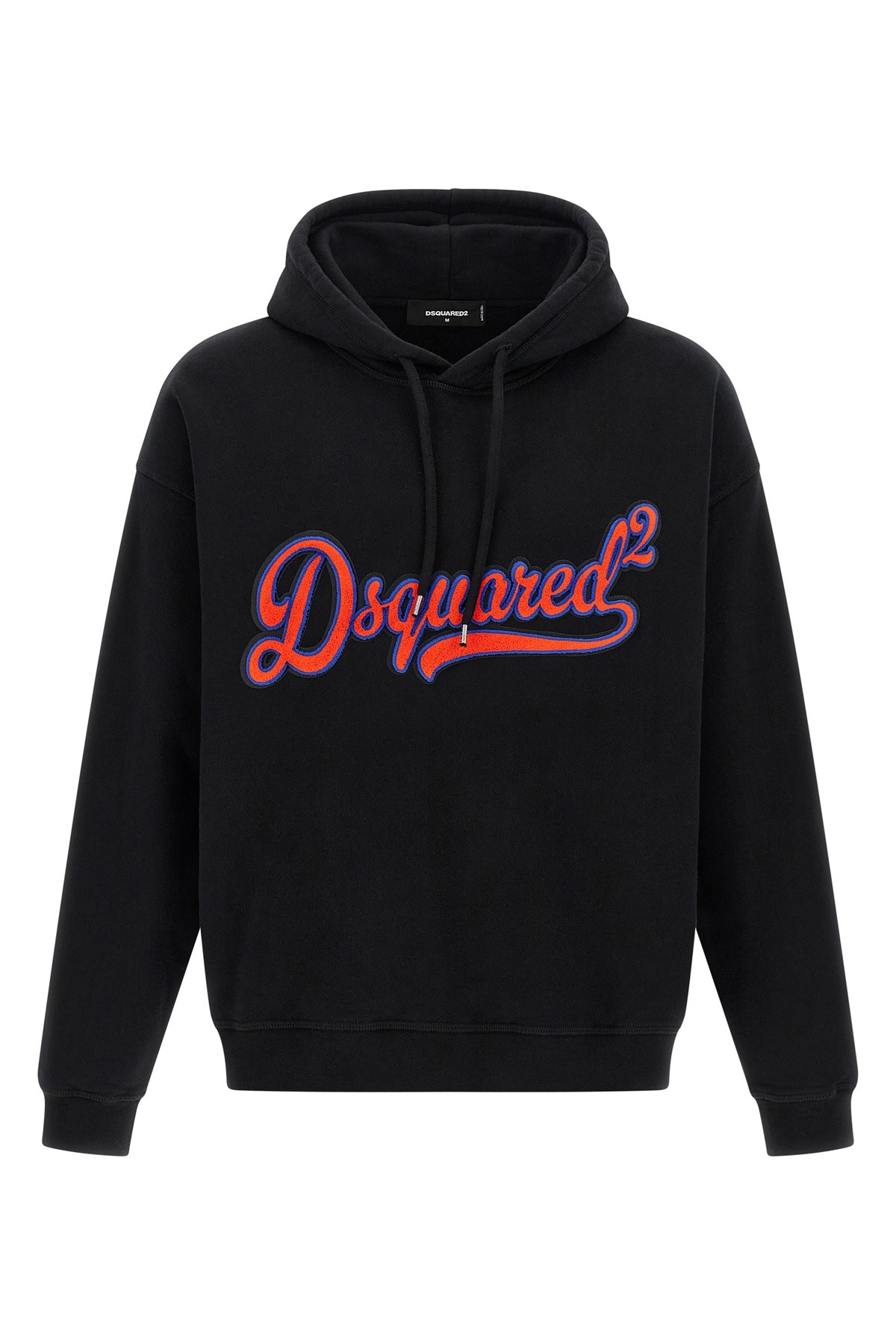 Dsquared2 Mens Black Embossed-text Relaxed-fit Cotton-jersey Hoody In Black