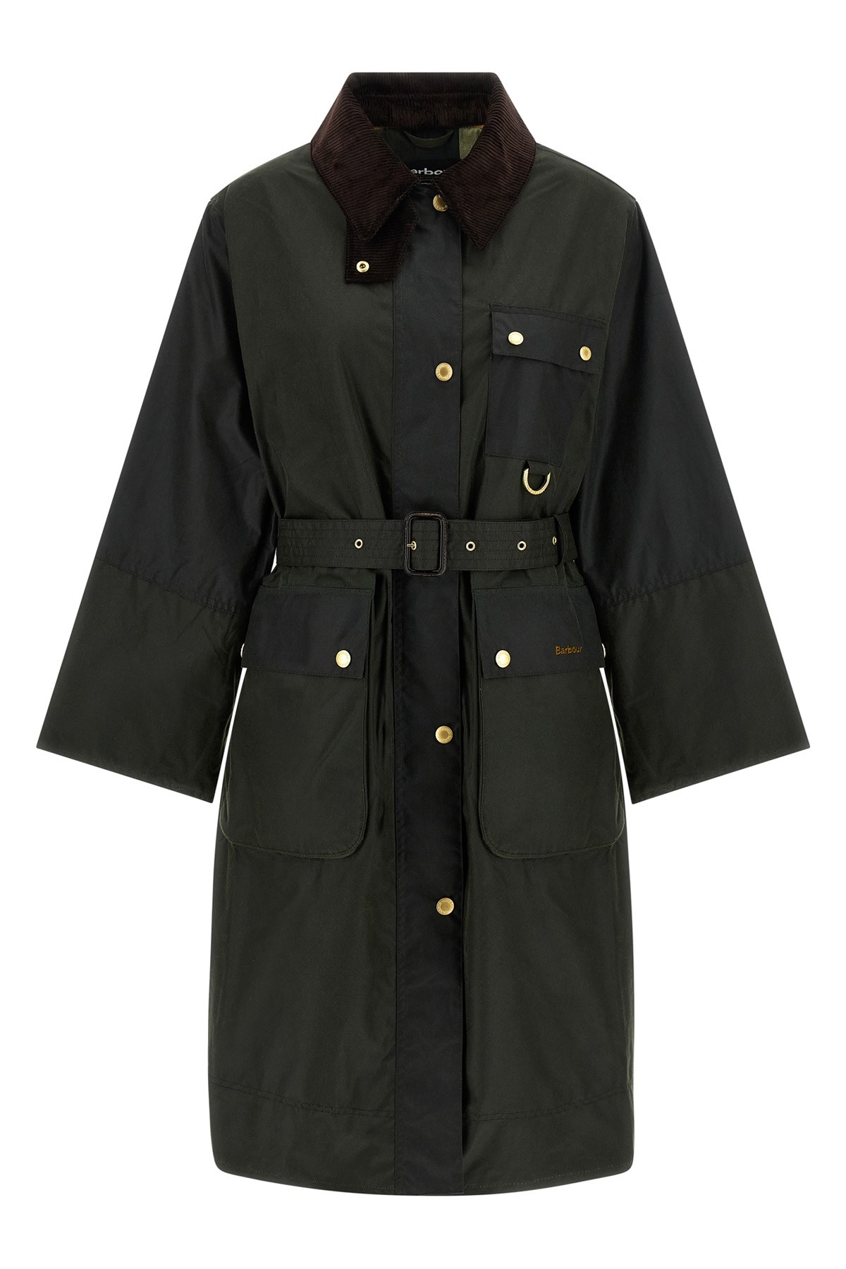 Barbour Belted Tartan-cuff Coat In Green
