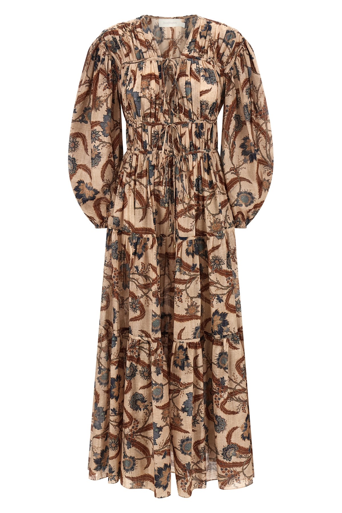 Zimmermann 'ascension Tie Billow Maxi' Dress In Brown