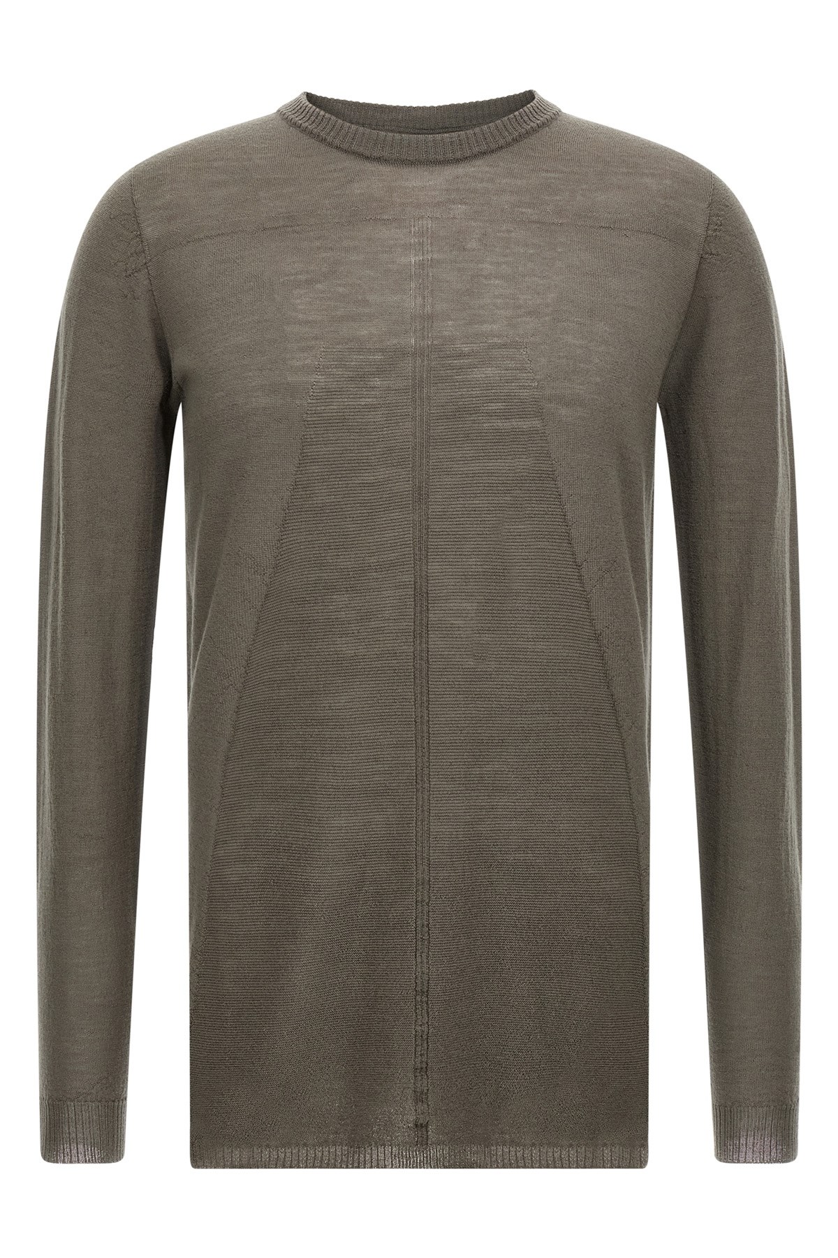 Rick Owens Ribbed Crew-neck Sweater In Gray