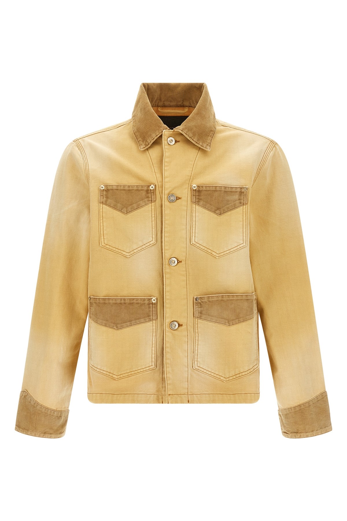 Wales Bonner Sierra Corduroy-panel Canvas Jacket In Sand
