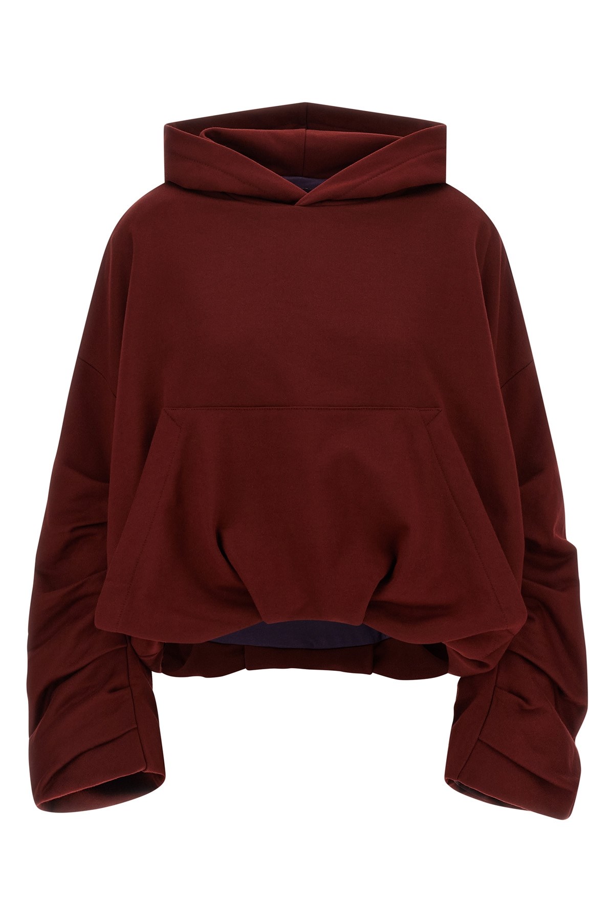 Dries Van Noten Long-sleeved Hooded Sweatshirt In Burgundy