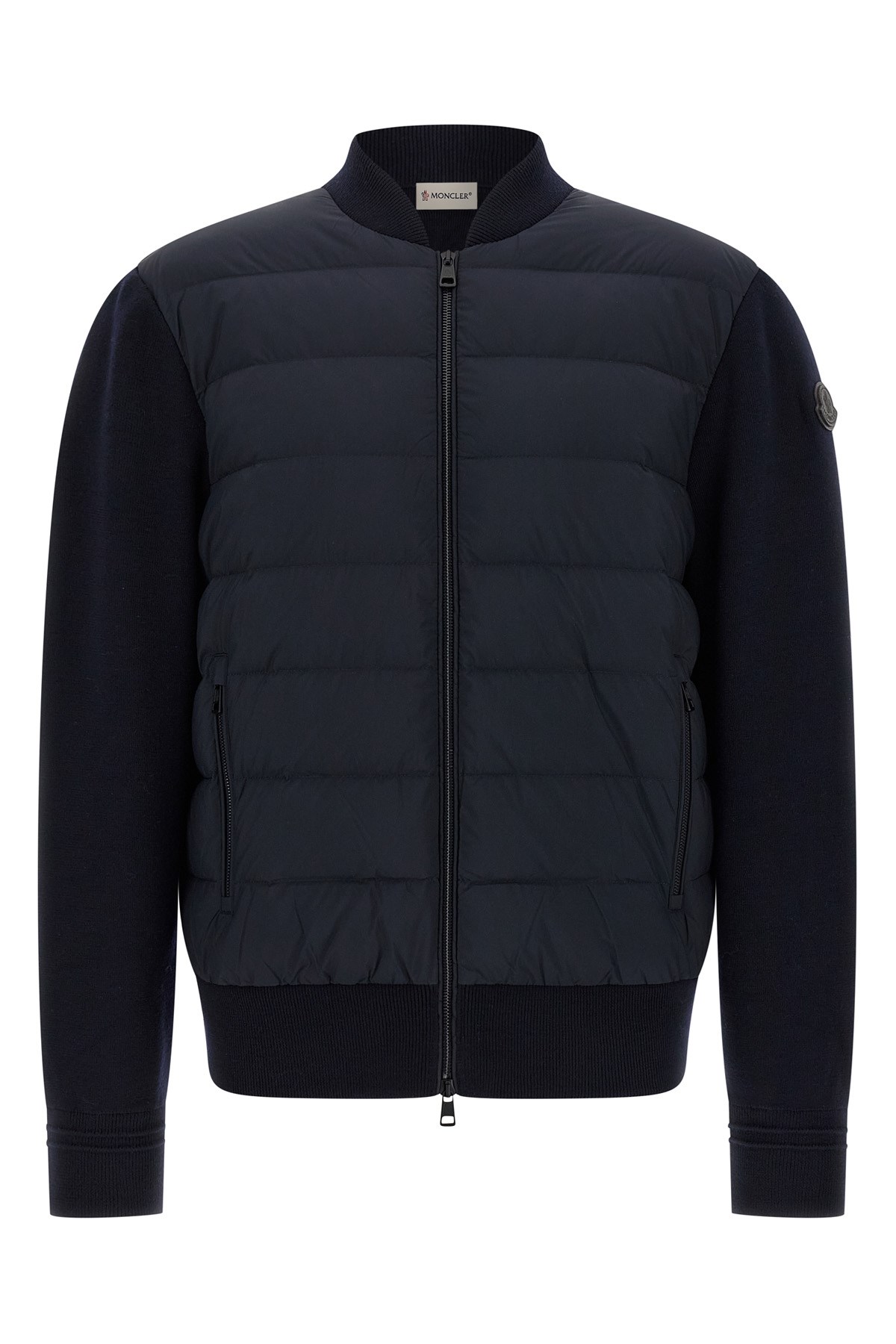Moncler Two-material Cardigan Sweaters And Cardigans Blue In Blue