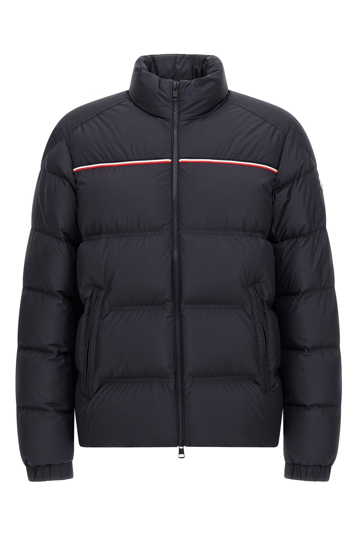 Moncler Puffer Jacket With High Collar And Quilted Design In Blue