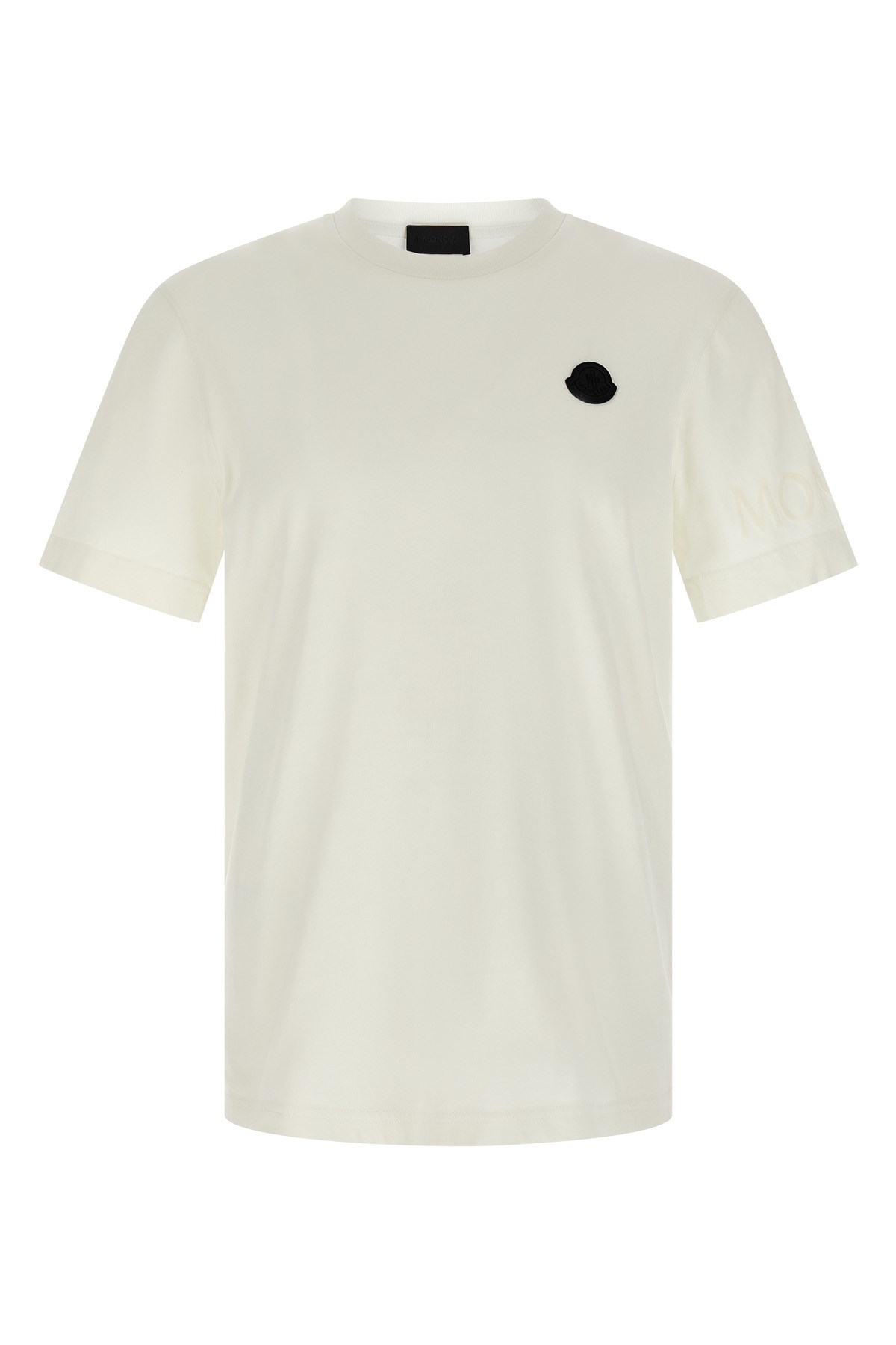 Moncler Cotton Jersey T-shirt With Contrasting Logo Patch In White