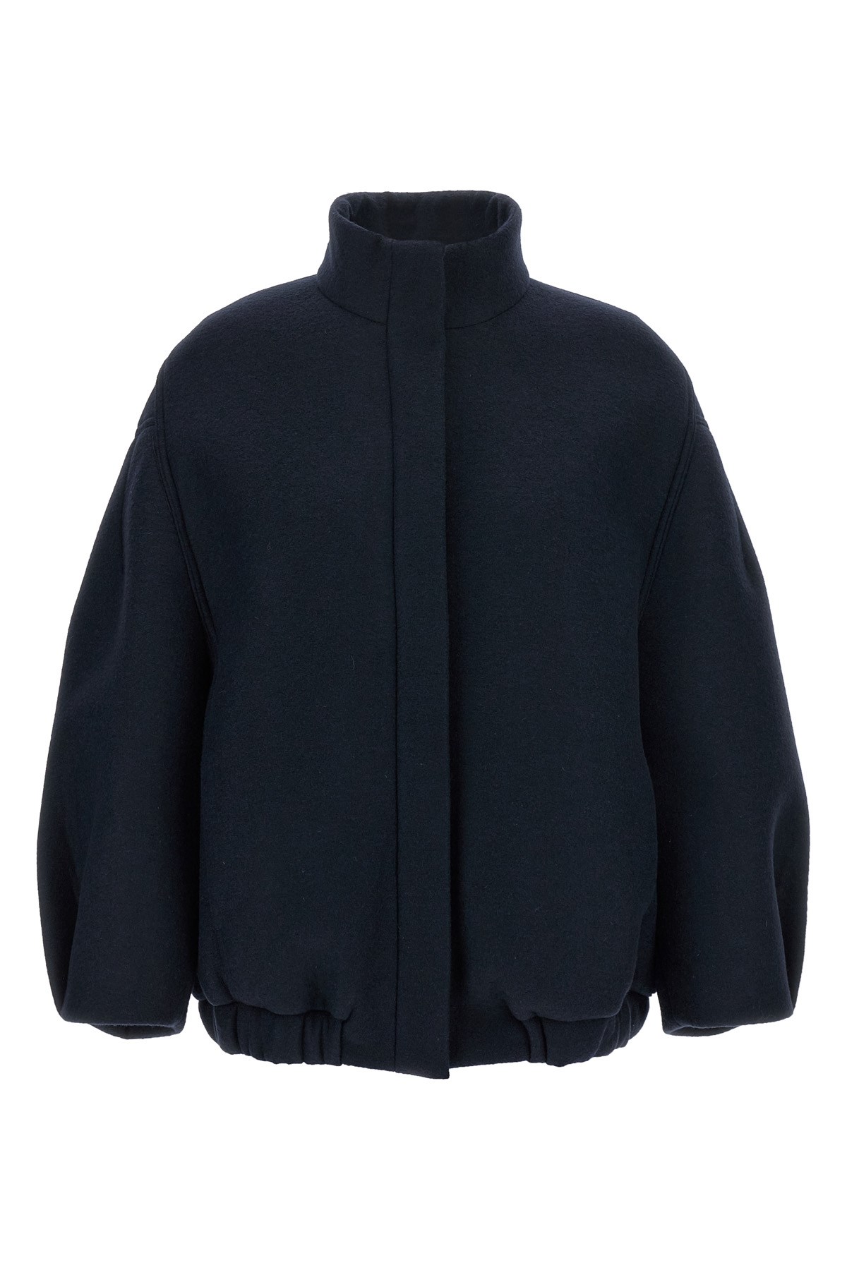 Dries Van Noten Balloon-sleeve High-neck Jacket In Blue