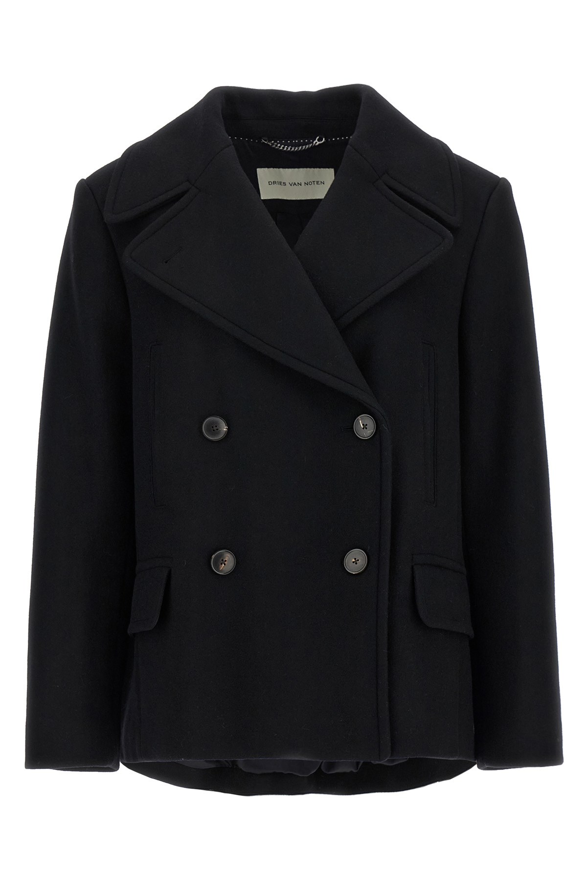 Dries Van Noten Lapel Long-sleeved Suit Jacket In Black